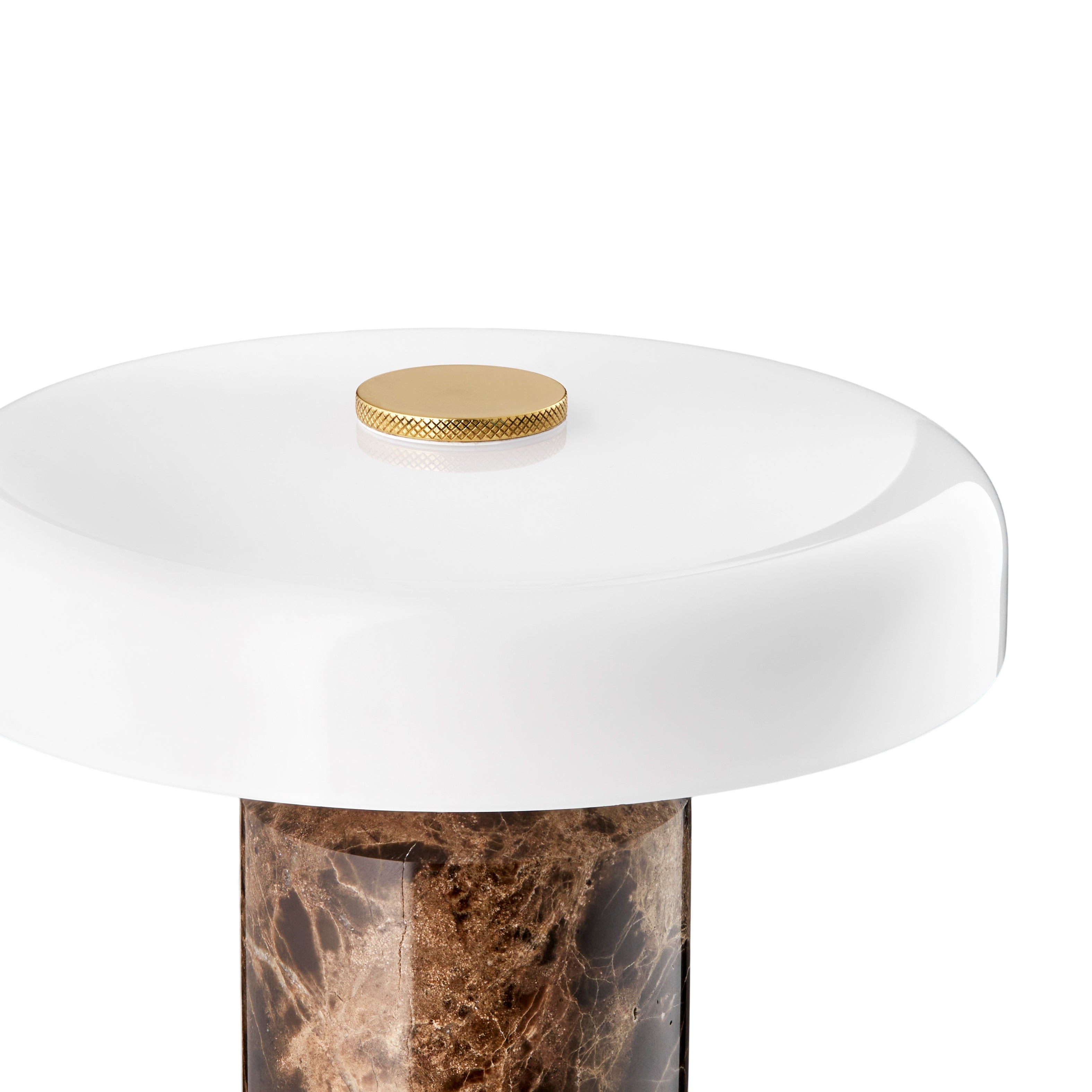 Portable lamp TRIP brown marble with milky white glass
