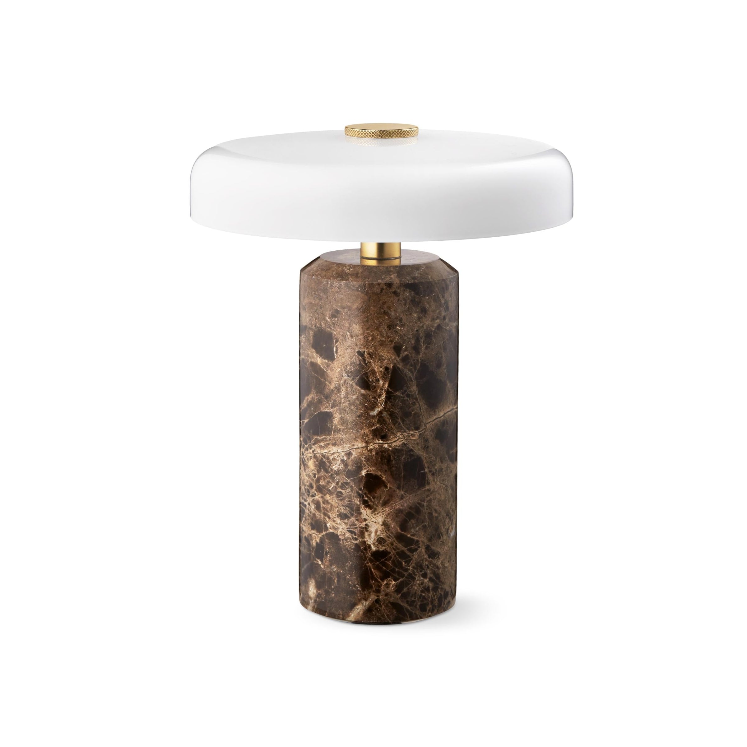 Portable lamp TRIP brown marble with milky white glass