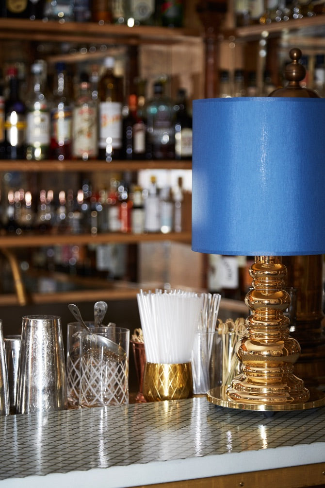 Tafellamp PUNK DELUXE blauw met gouden voet