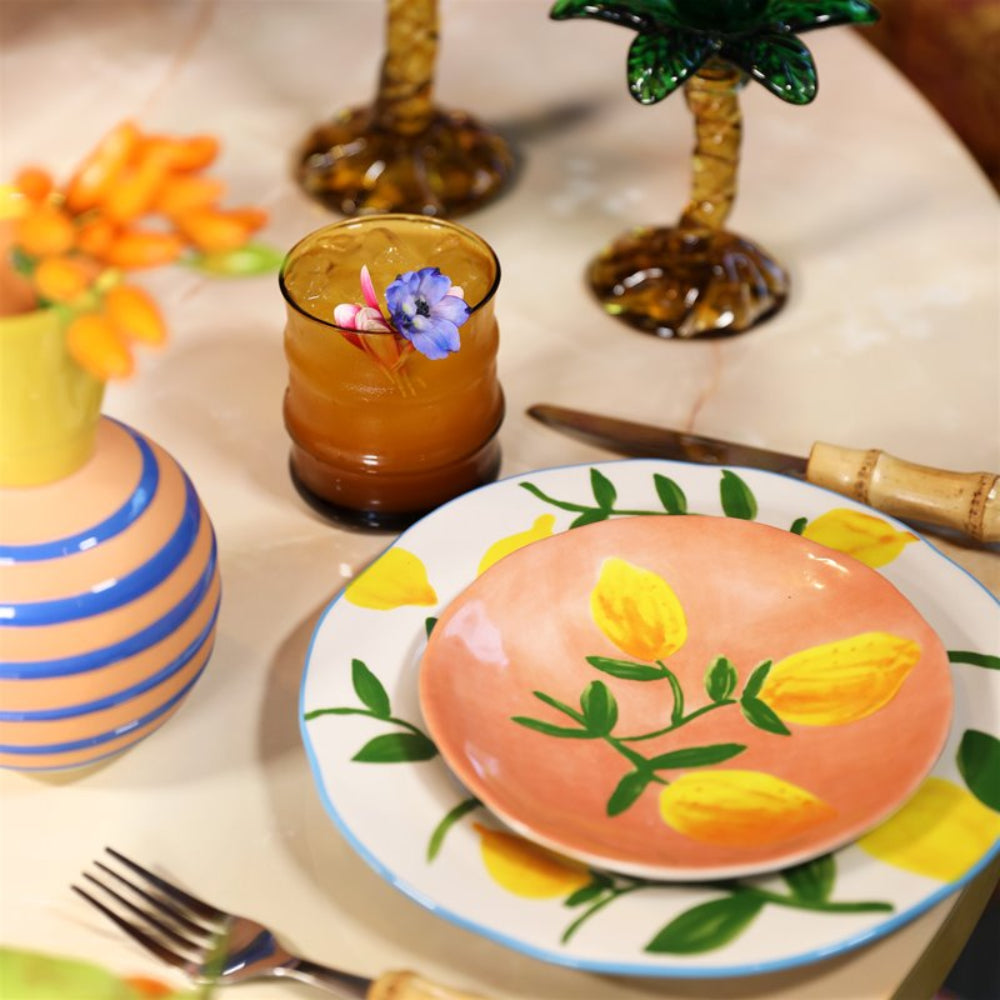 Set aus Untertassen LEMON TWIG farbige Keramik