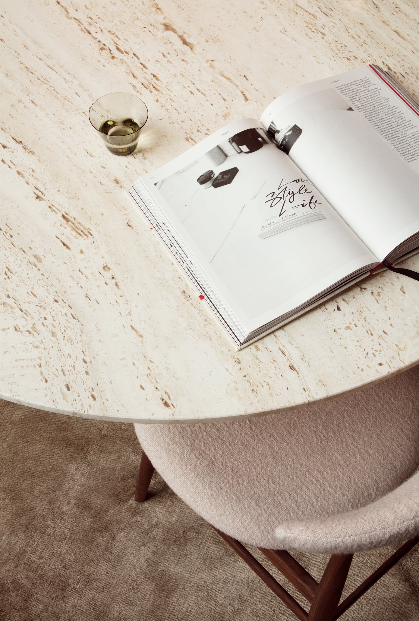 EPIC Cream Round Table Travertine
