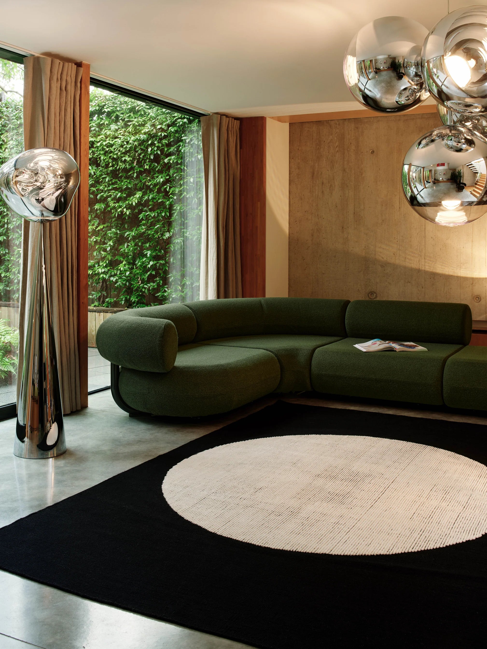 Teppich DISC schwarz mit Weiß