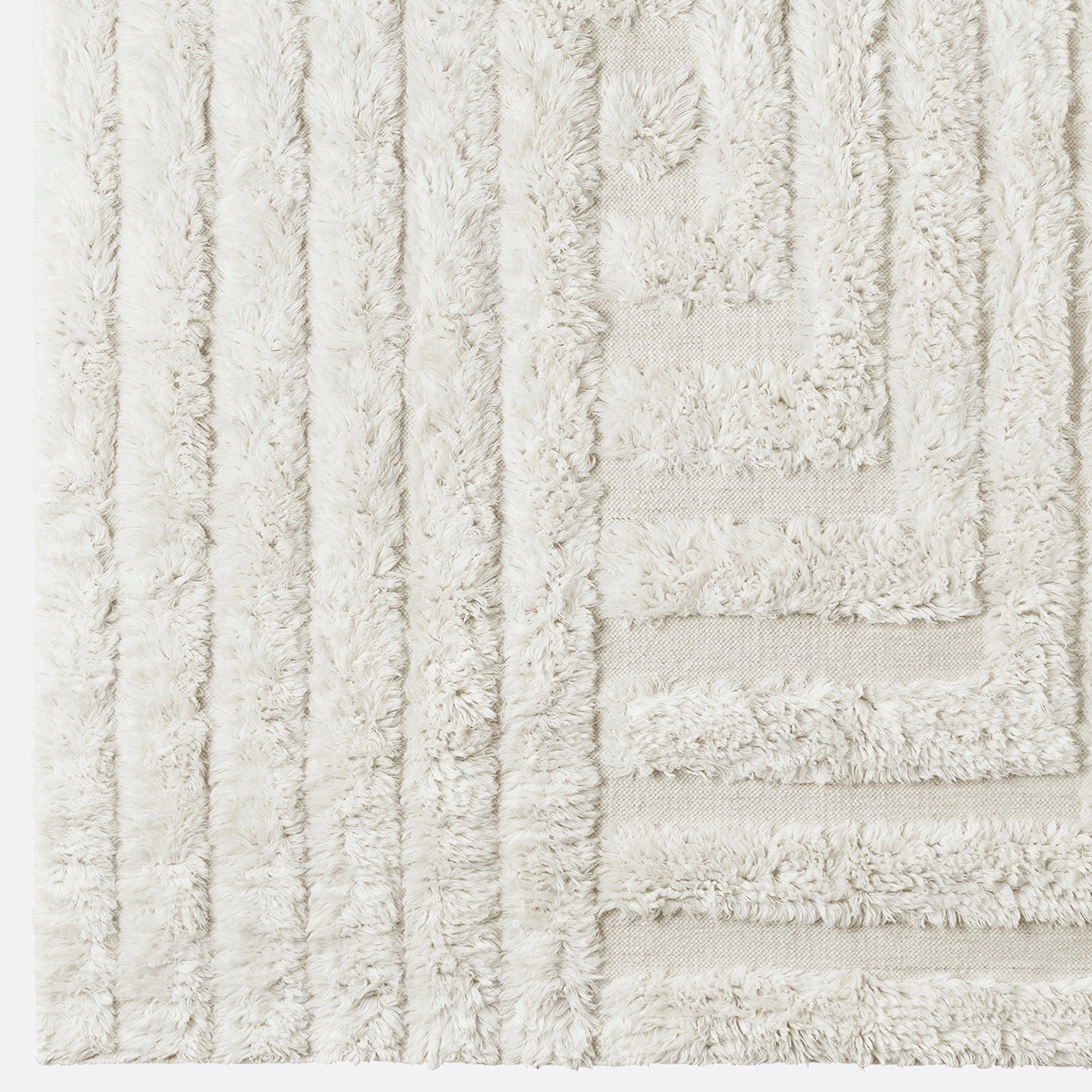 Witte SHAGGY LABYRINTH vloerkleed met lange haren