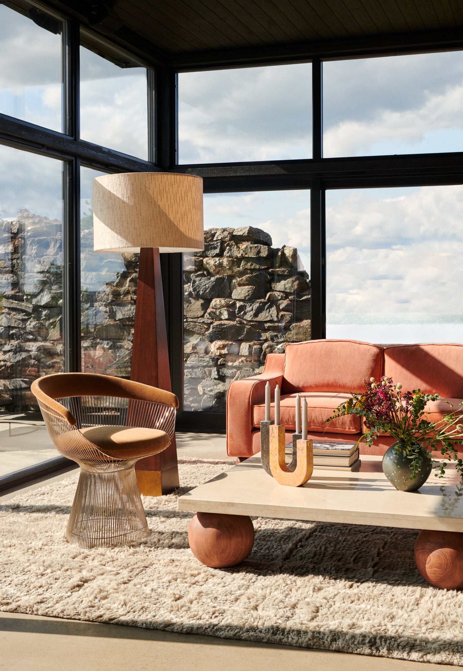 ARCO kaarsenhouder oranje marmer