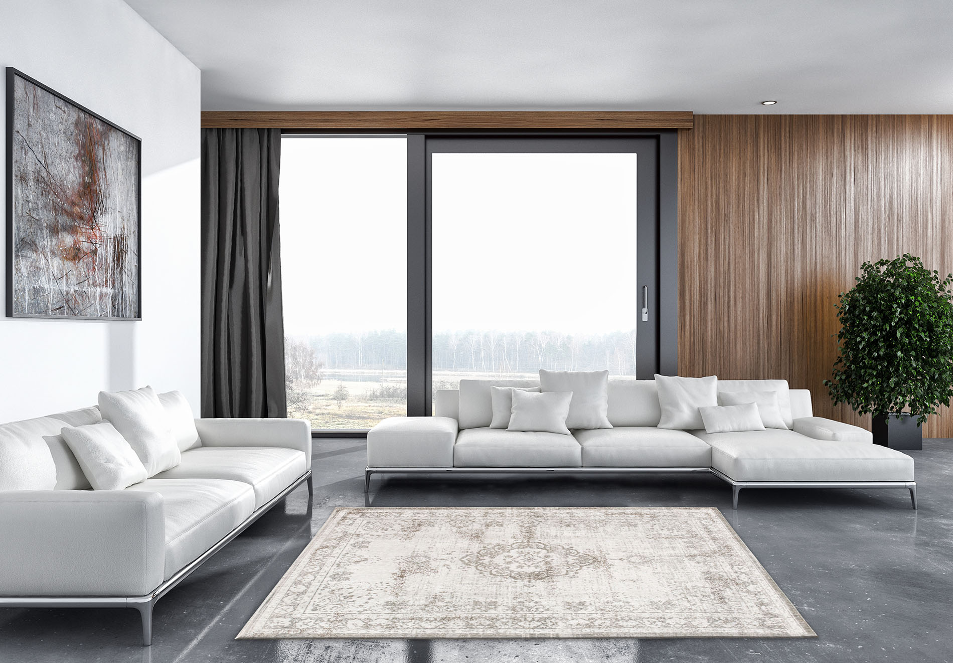 Medallion Salt & Pepper Beige Rug