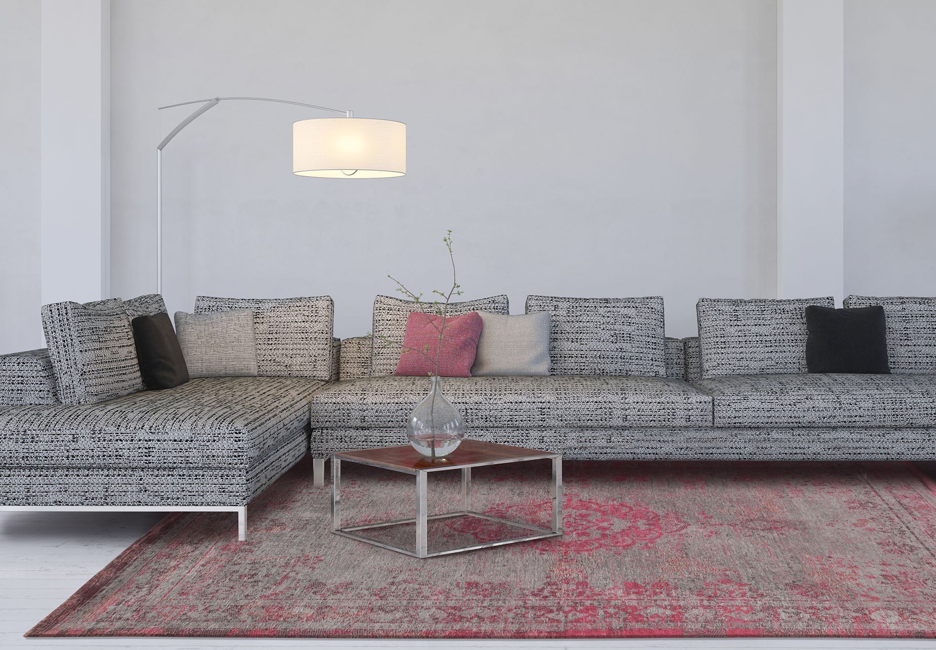 Medillon pink flash rug pink-gray