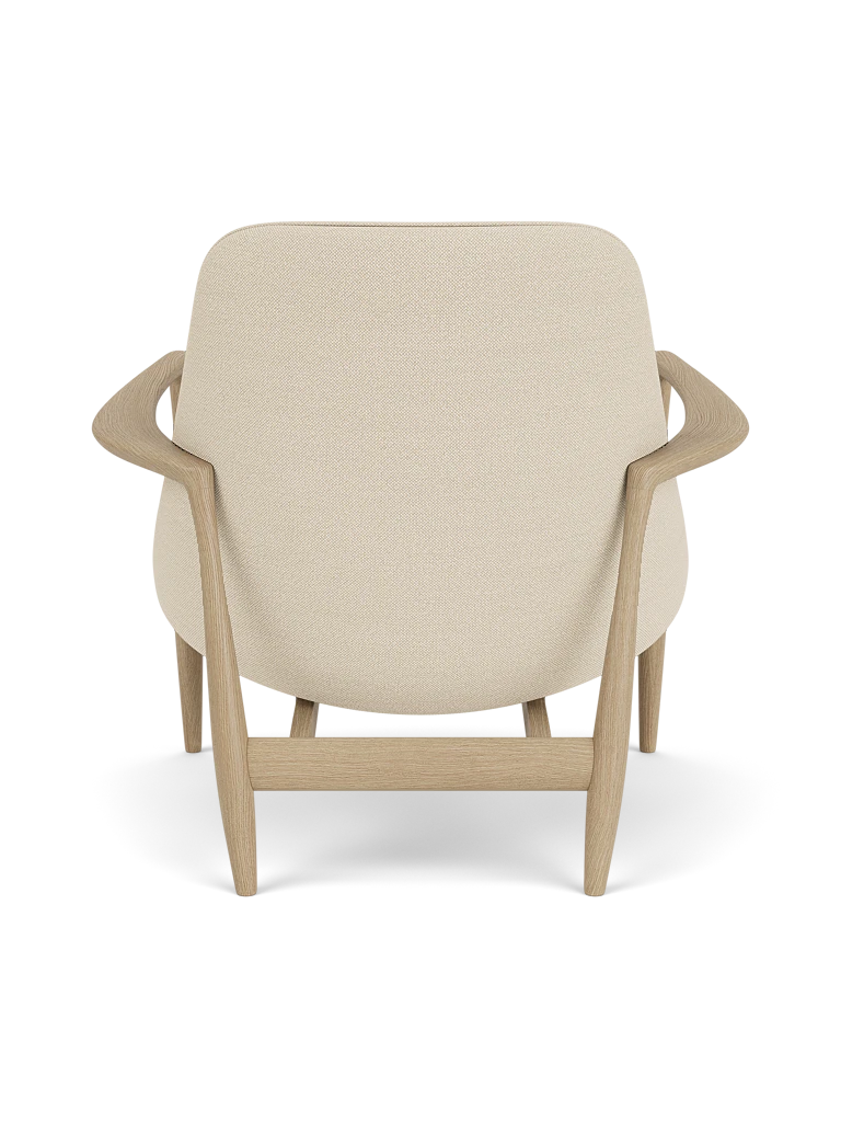 ELIZABETH armchair in beige with an oak base