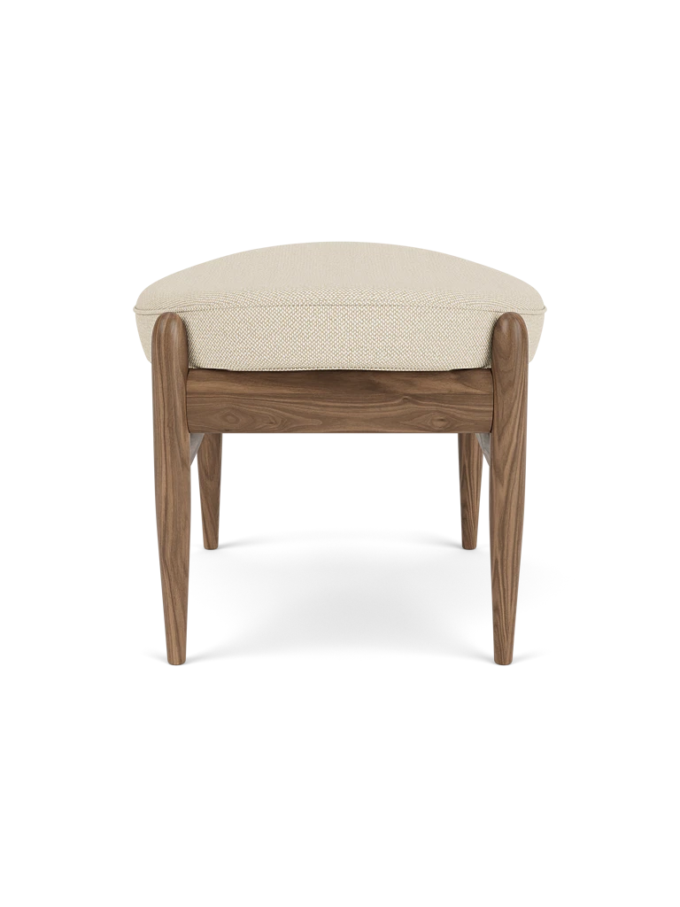 ELIZABETH beige footstool with walnut base