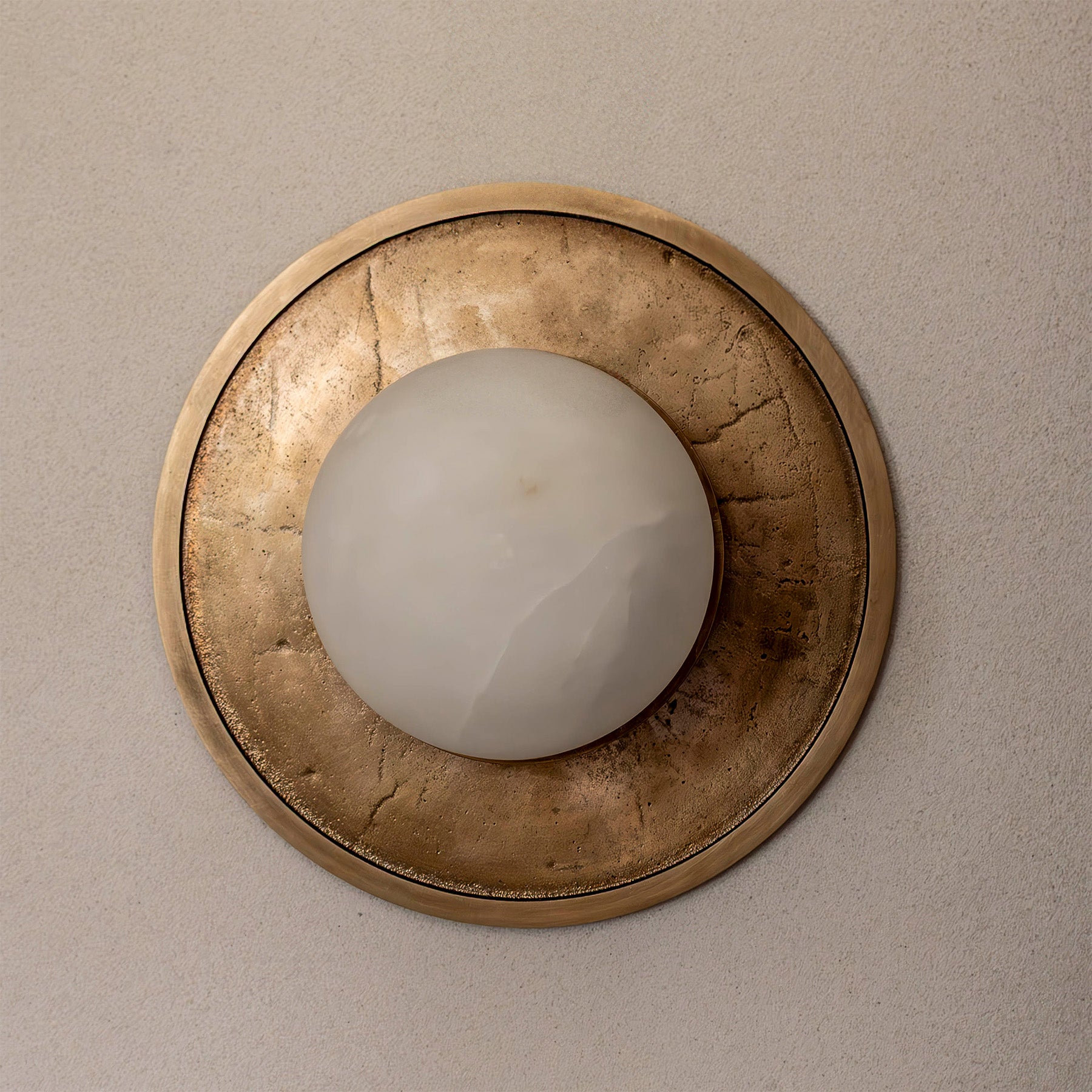 Plafond alabaster VOLLE MAAN geborsteld messing