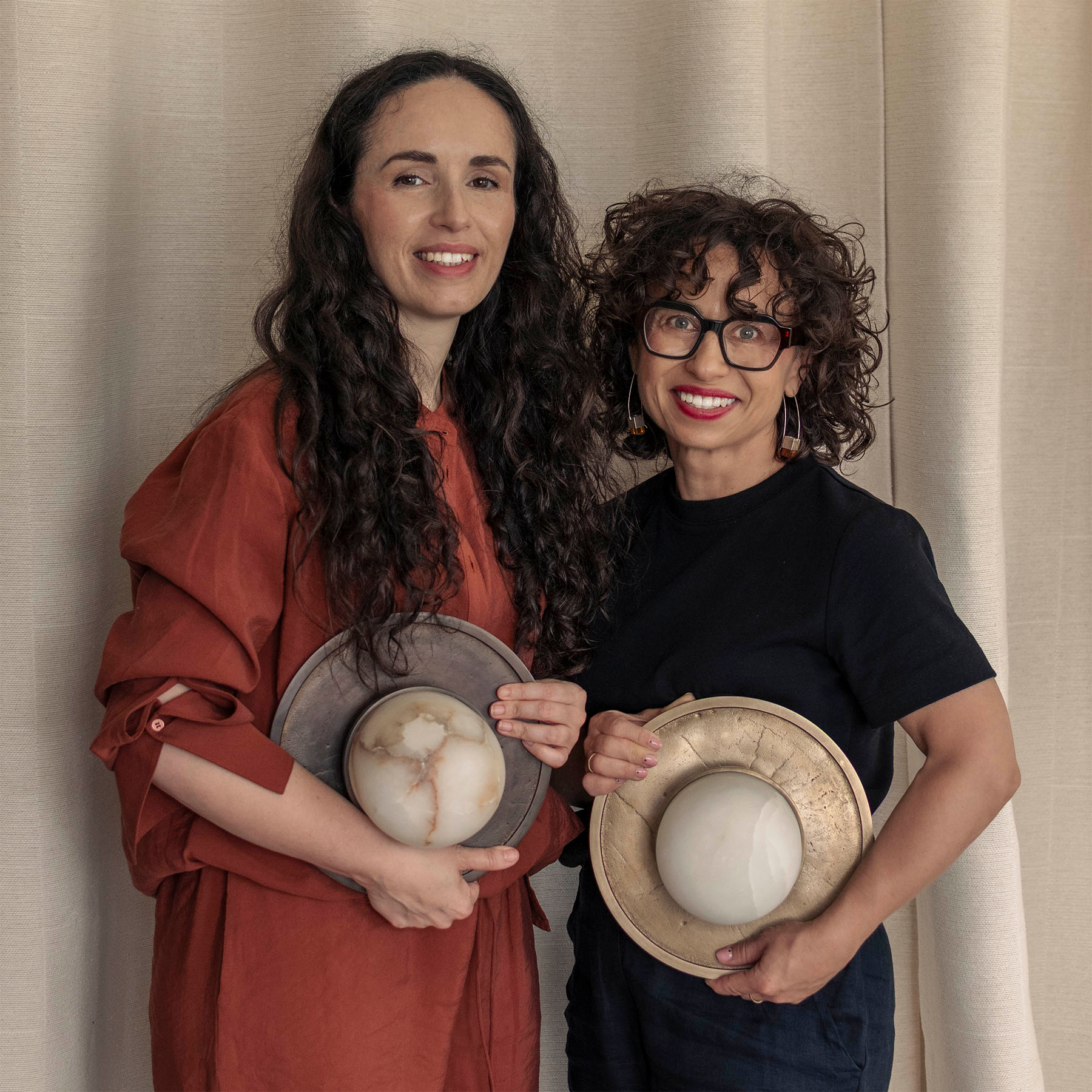 Plafond alabaster VOLLE MAAN geborsteld messing