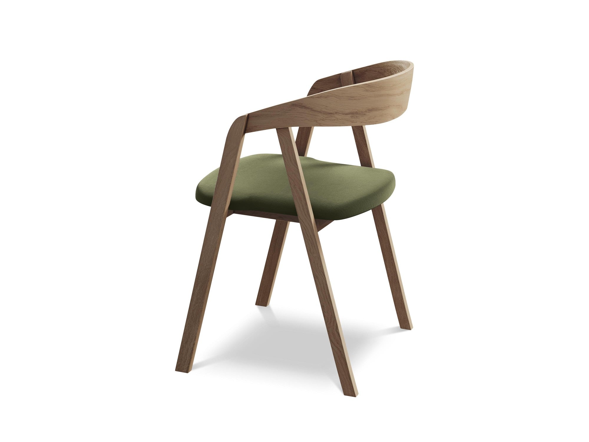 Velvet Chair ERIKA in Olive with Beech Base