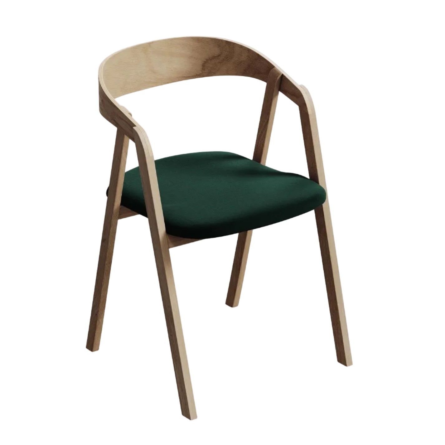 Velvet Chair ERIKA in Bottle Green with Beech Base
