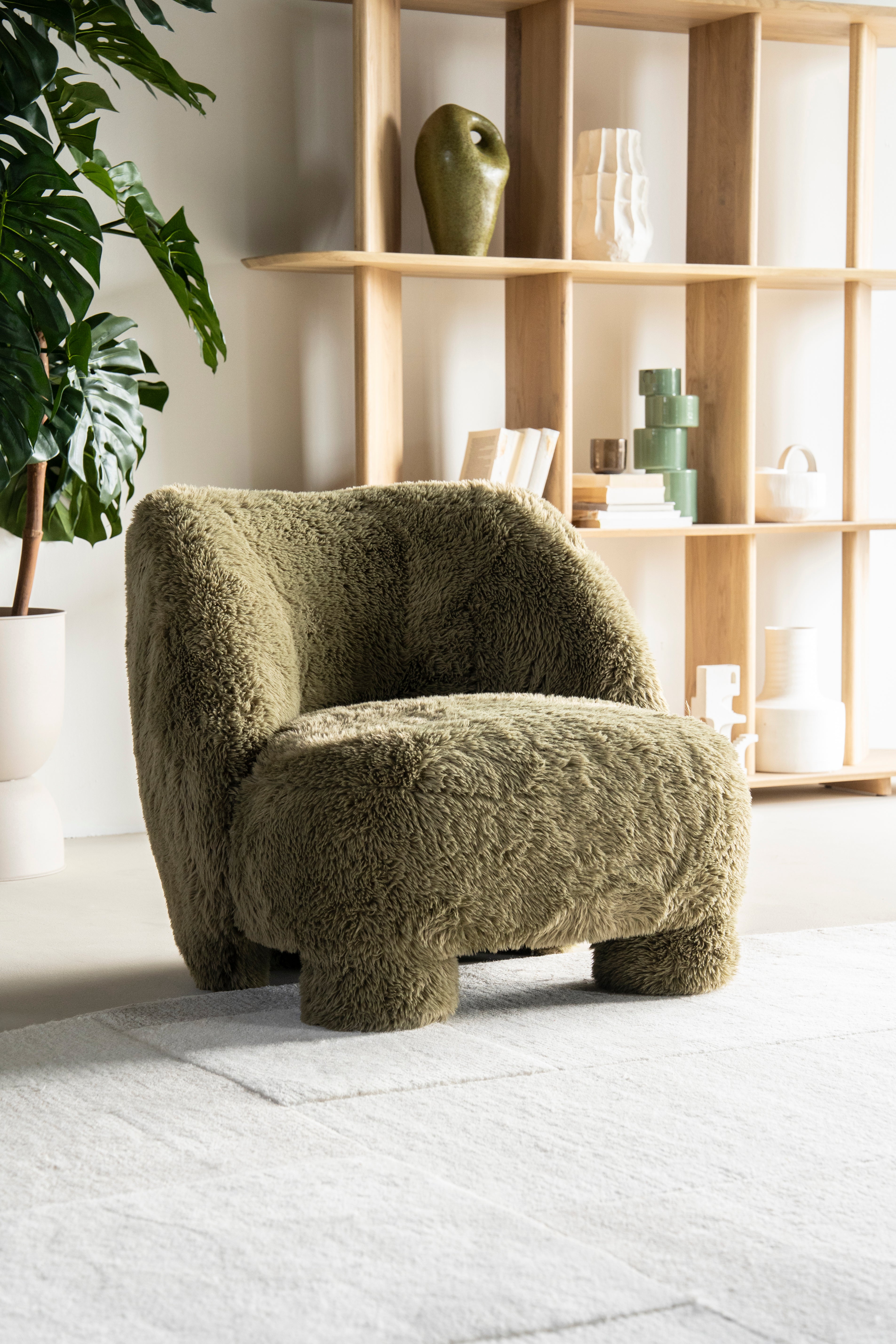 Fauteuil SAMSON met crème vacht