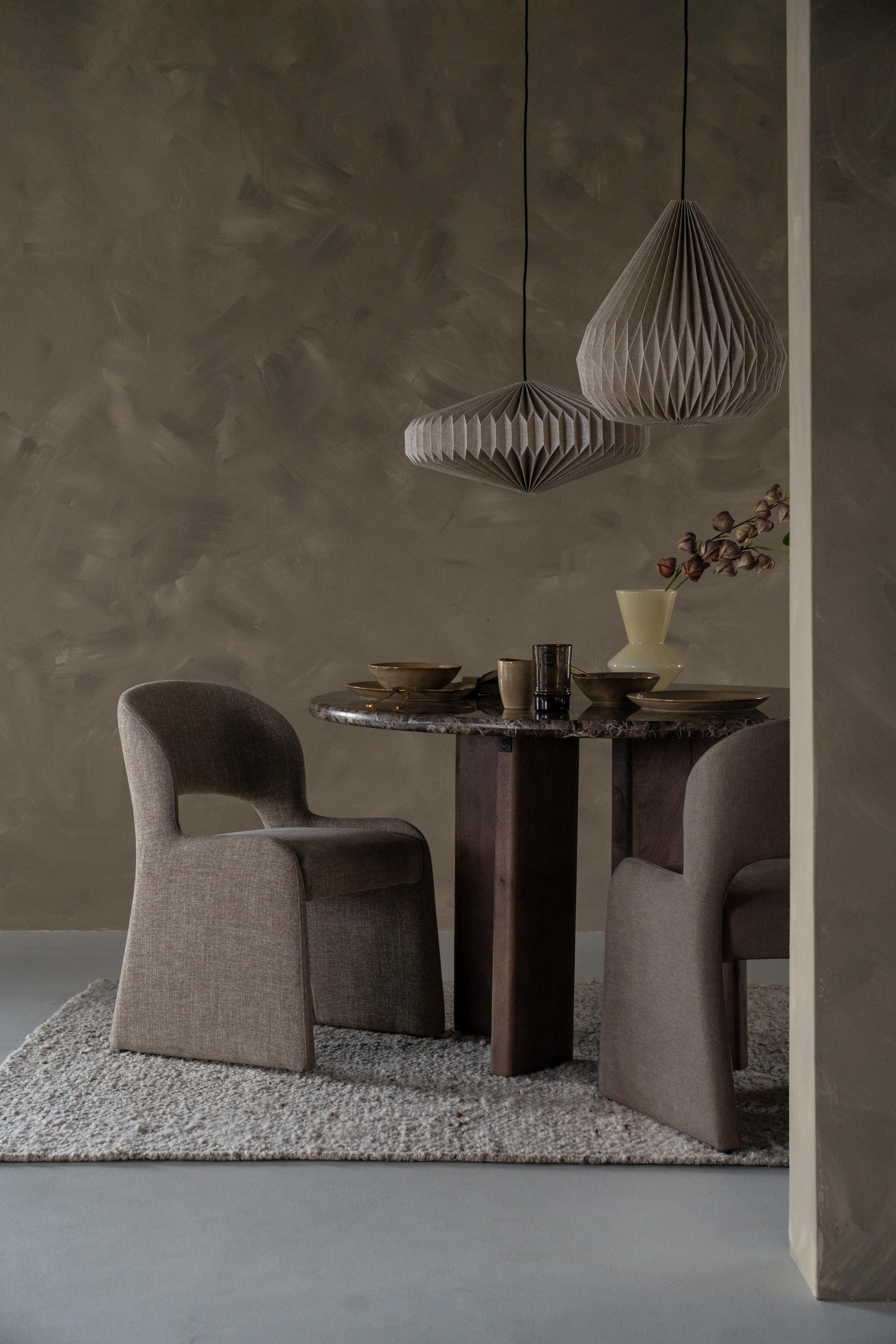 LANDO table dark brown marble with wooden base