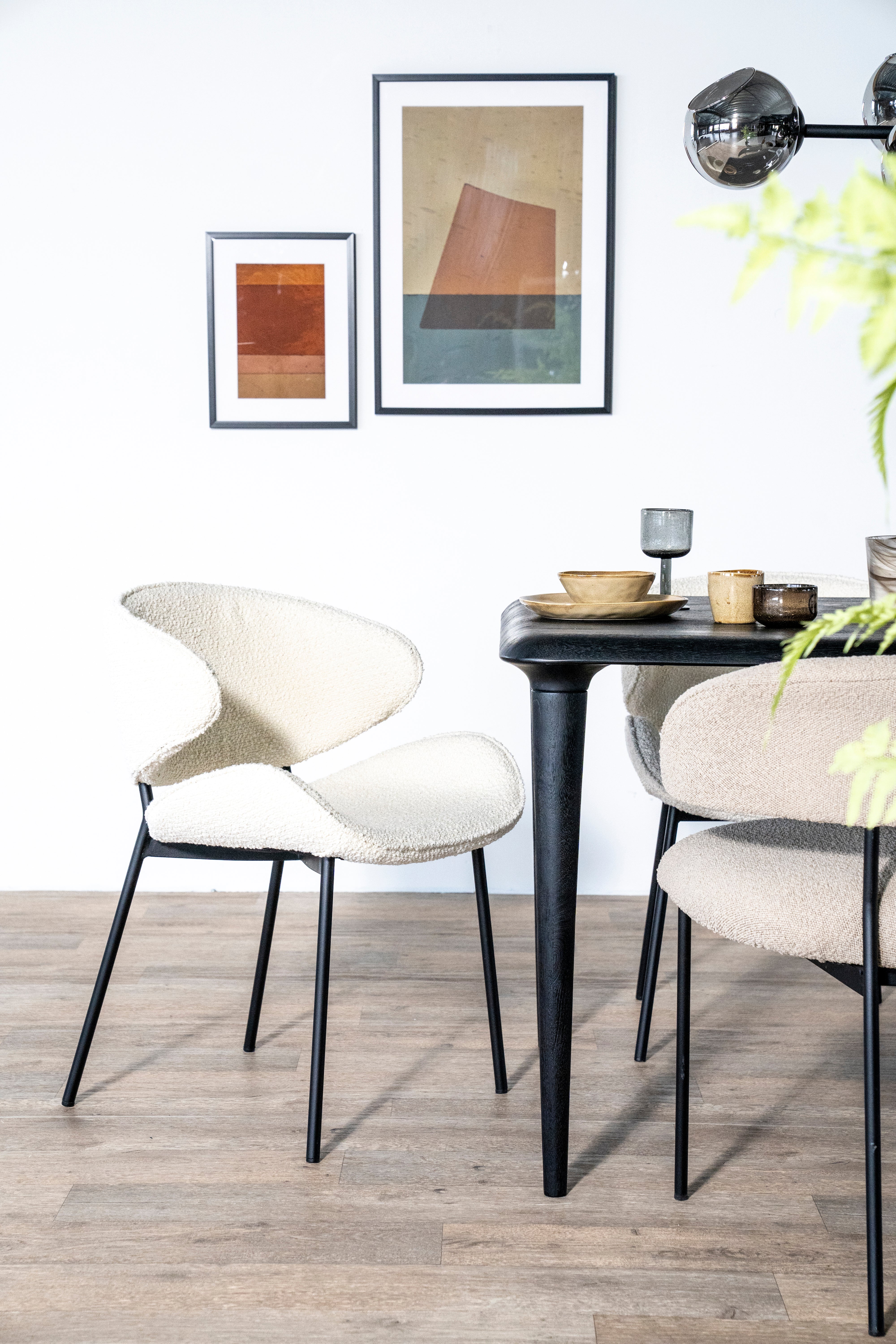 TESS Chair Cream with Black Base