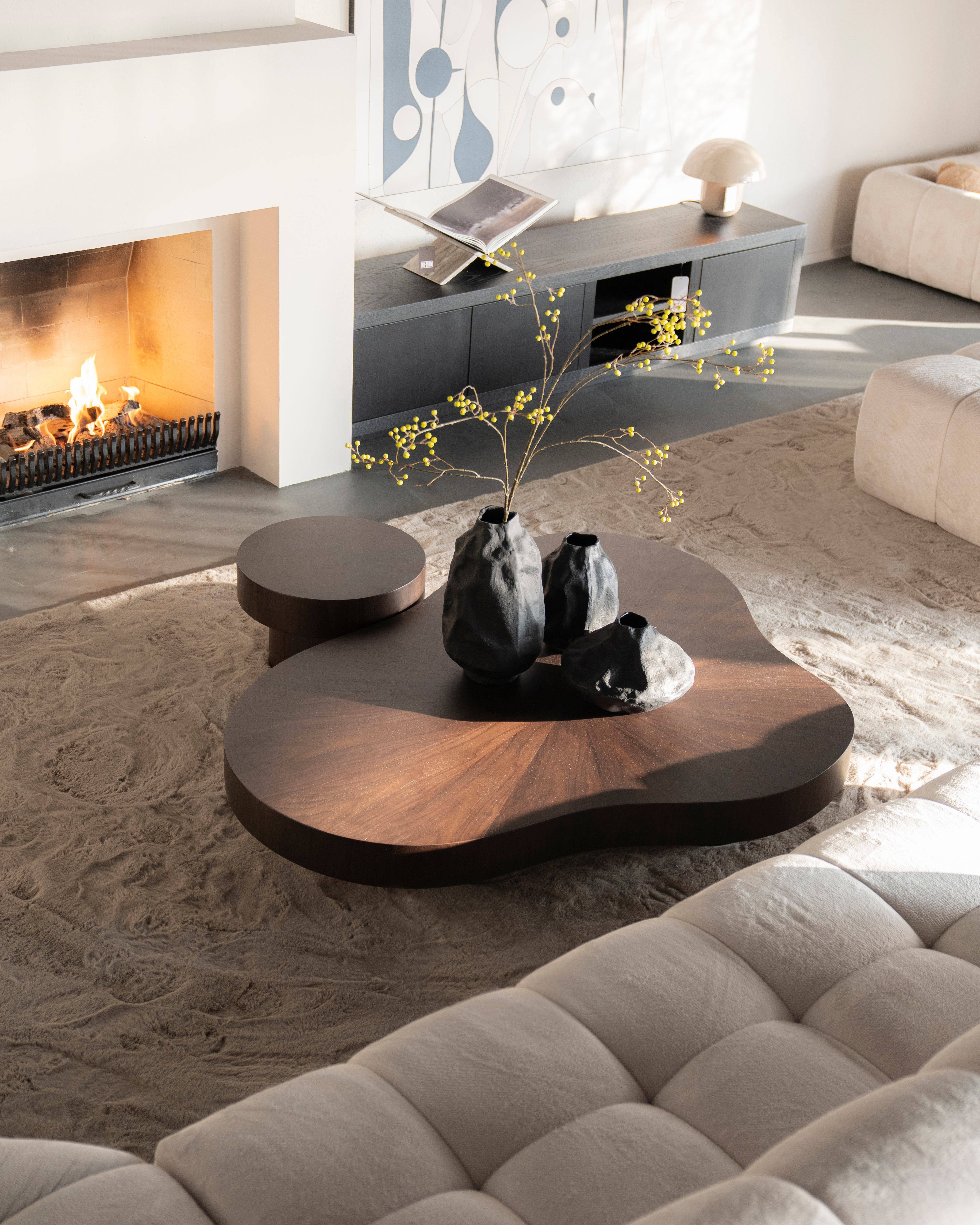 Koffietafel BOBBIE donker notenhoutfineer