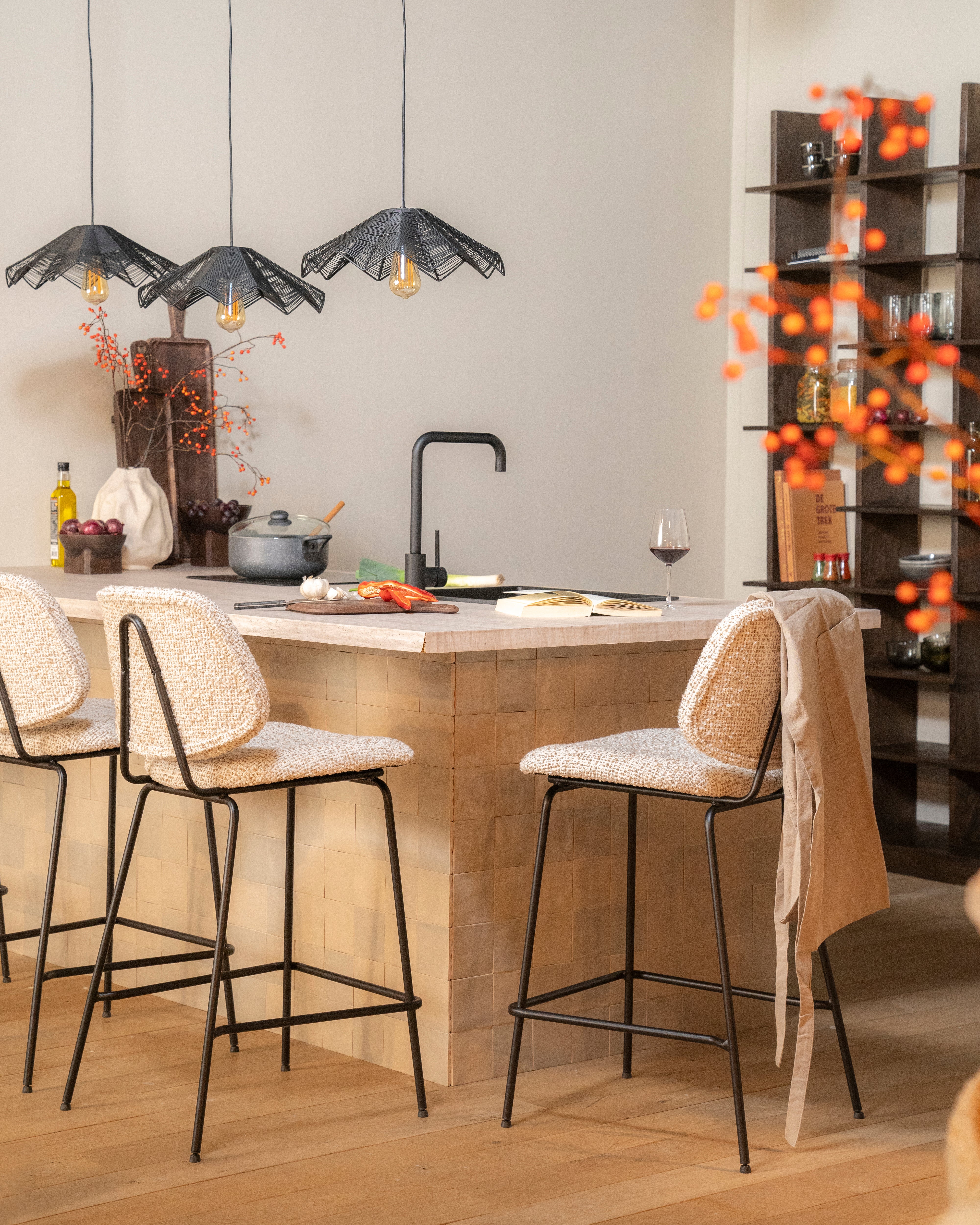 Hocker JON grijs gemêleerd met zwarte basis