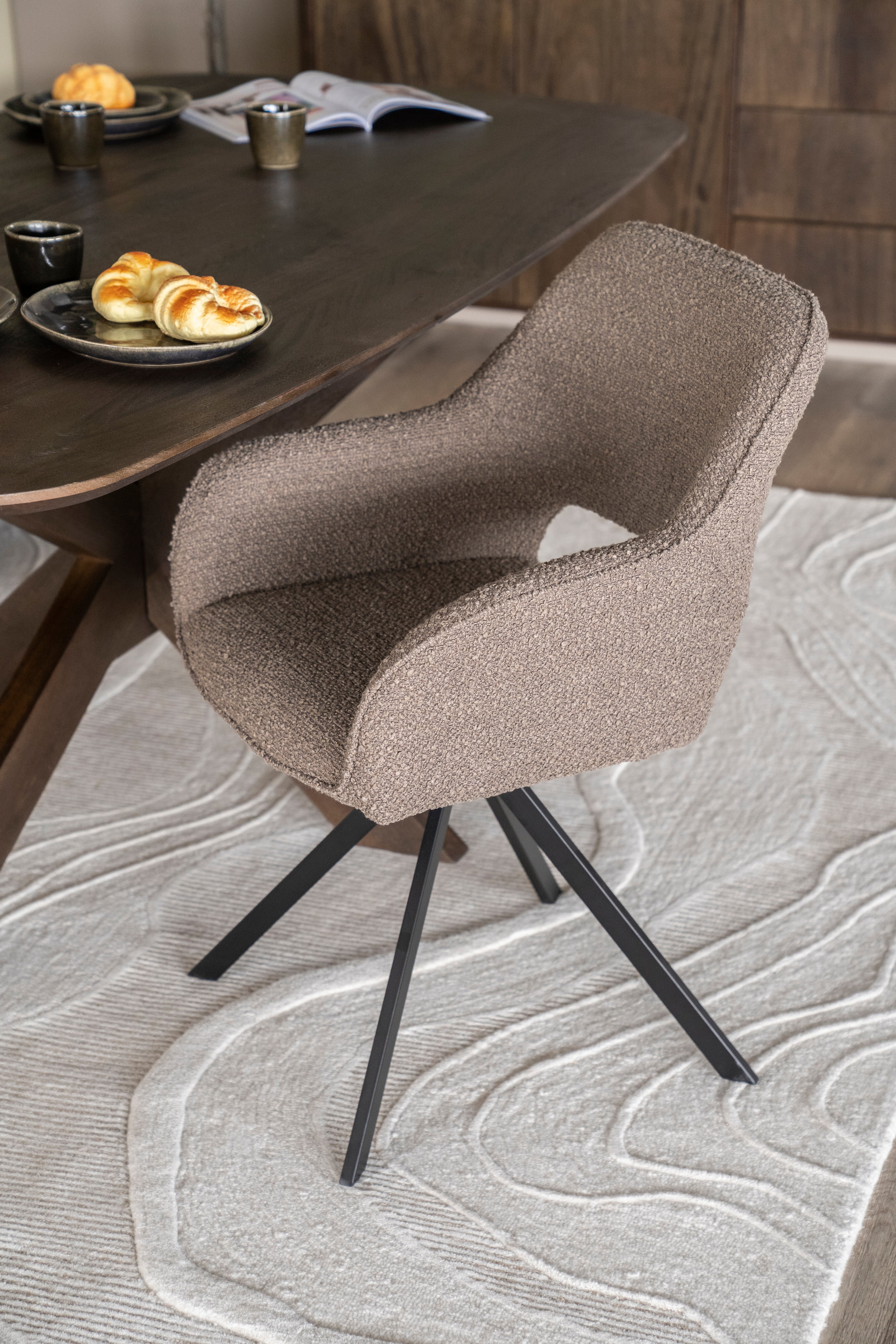 FABIO Chair in Dark Brown with Black Base