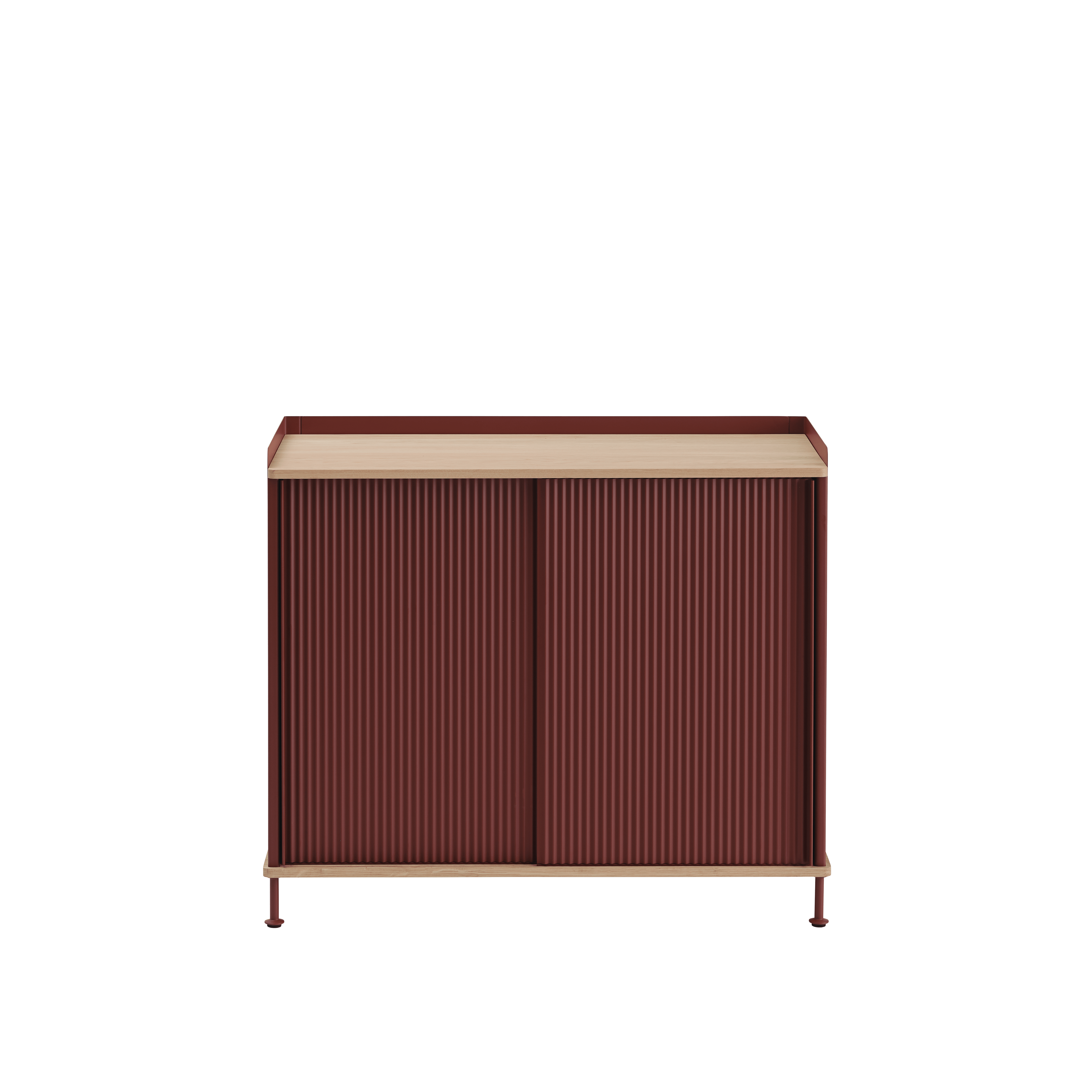 ENFOLD kast bordeaux met eiken blad