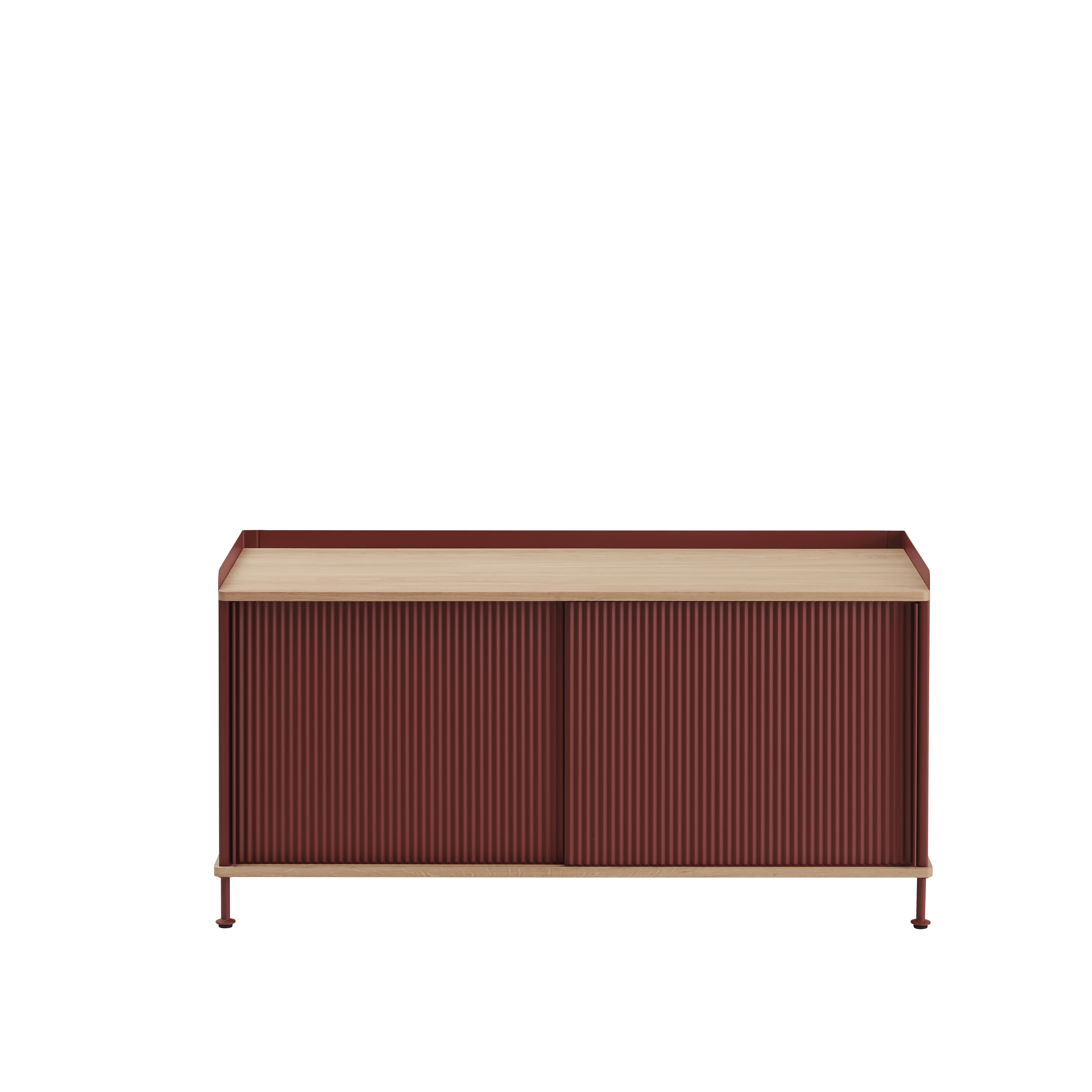 Kommode ENFOLD bordeaux met eiken blad