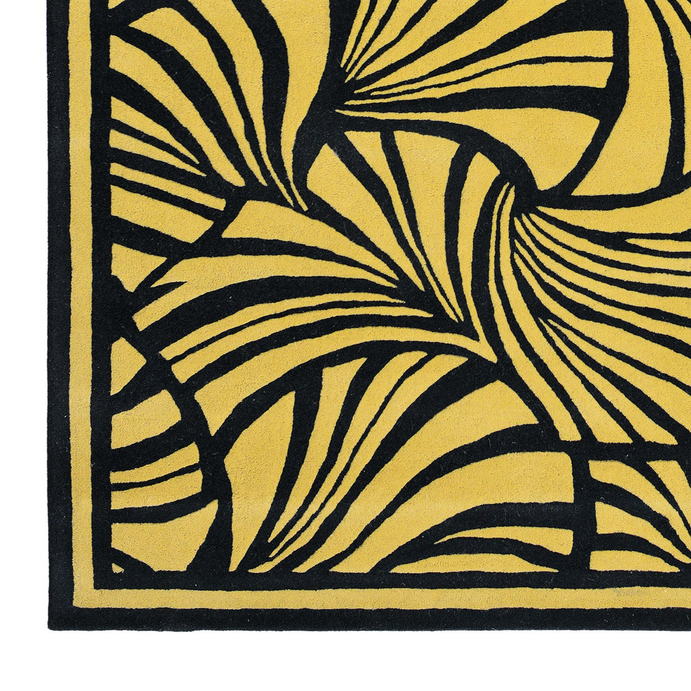 Vloerkleed JAPANSE FANS geel met zwart
