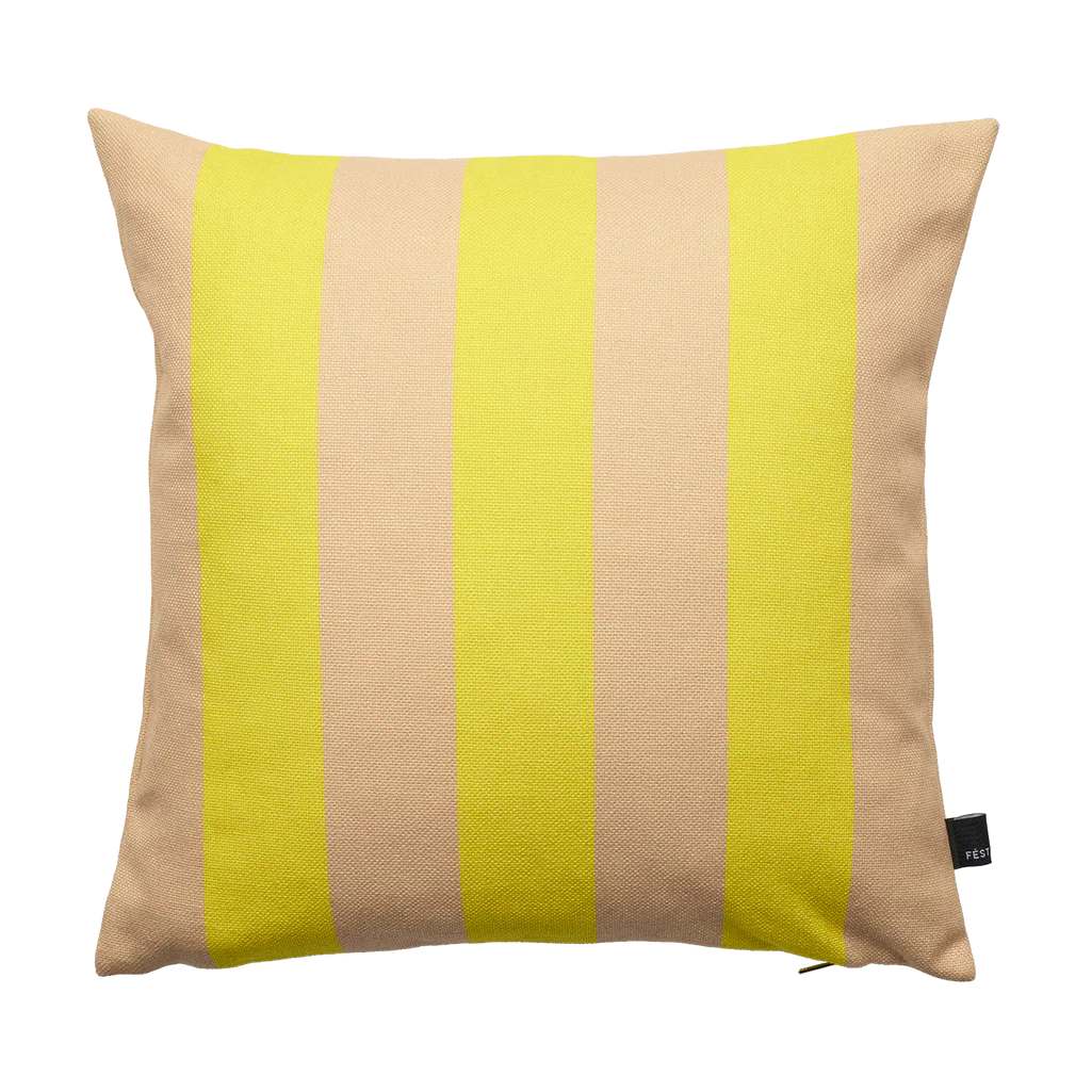 Kissen STRIPES AND CHECKS sandfarben mit Gelb