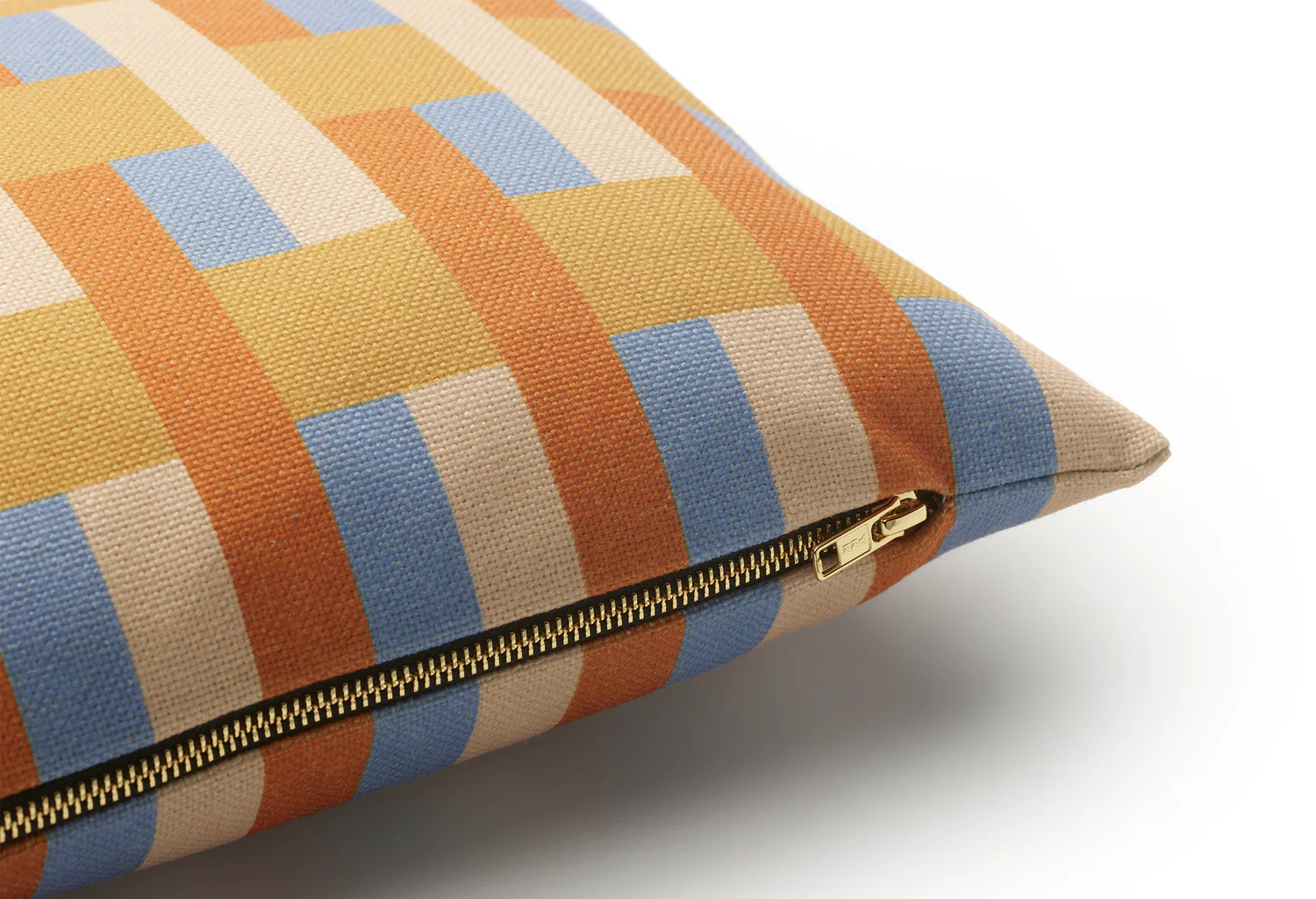 Rechteckiges Kissen STRIPES AND CHECKS orange mit Blau
