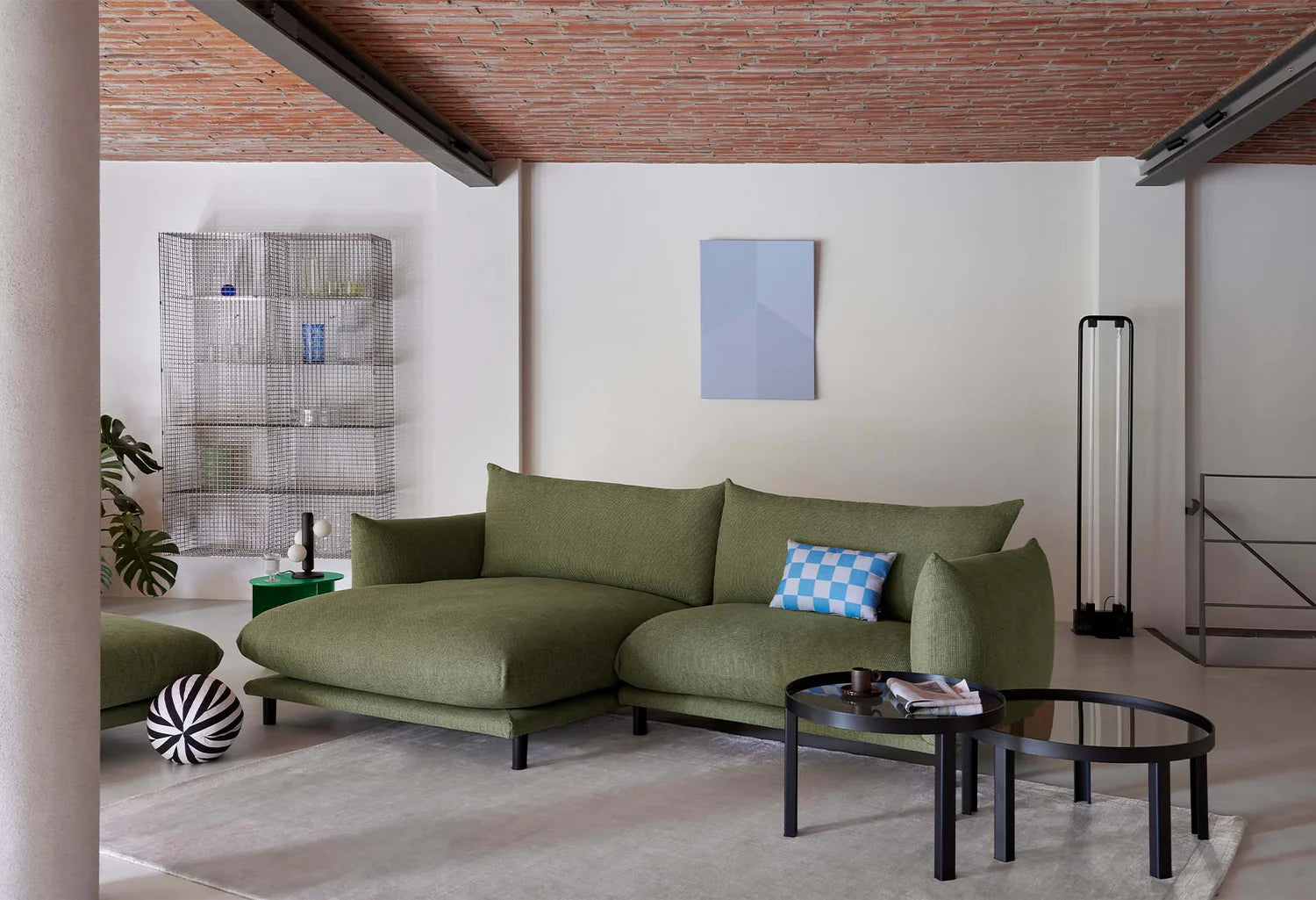 Rectangular Pillow STRIPES AND CHECKS orange with purple