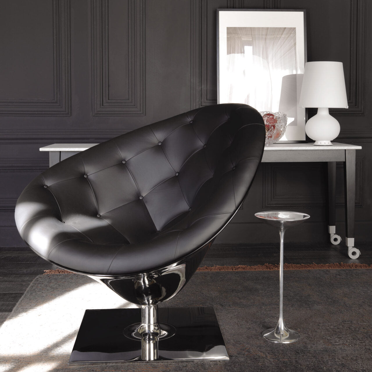 Tafellamp FONTANA 1853 wit satijn glas geblazen