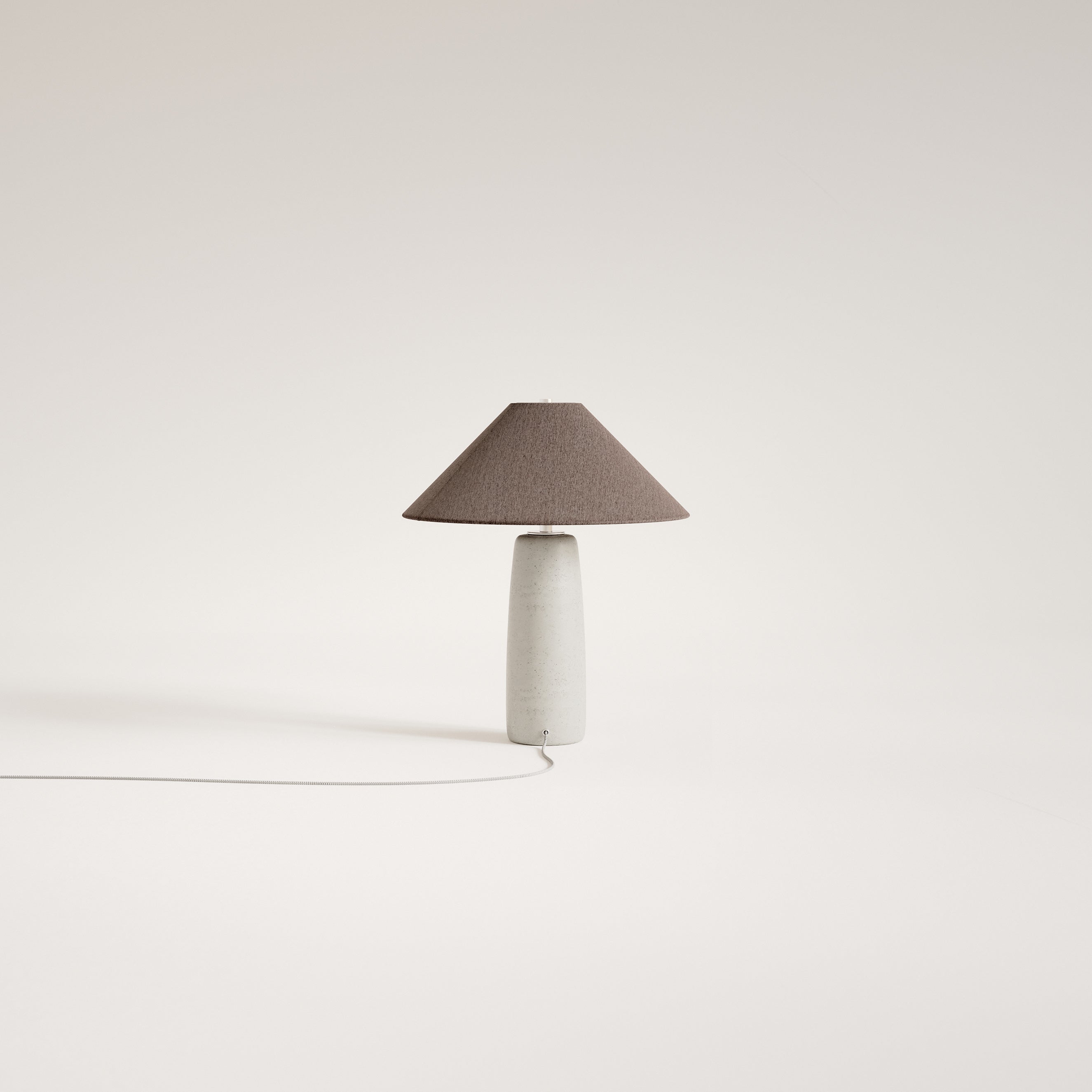 BATON concrete table lamp with brown shade