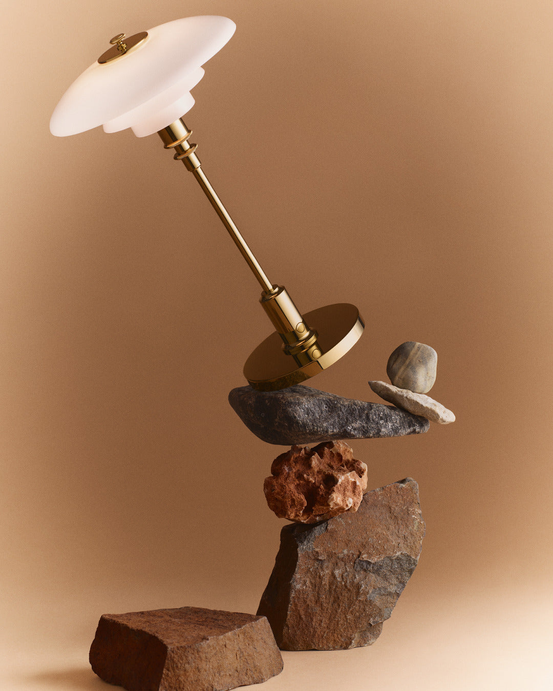 Portable lamp PH 2/1 white with brass base