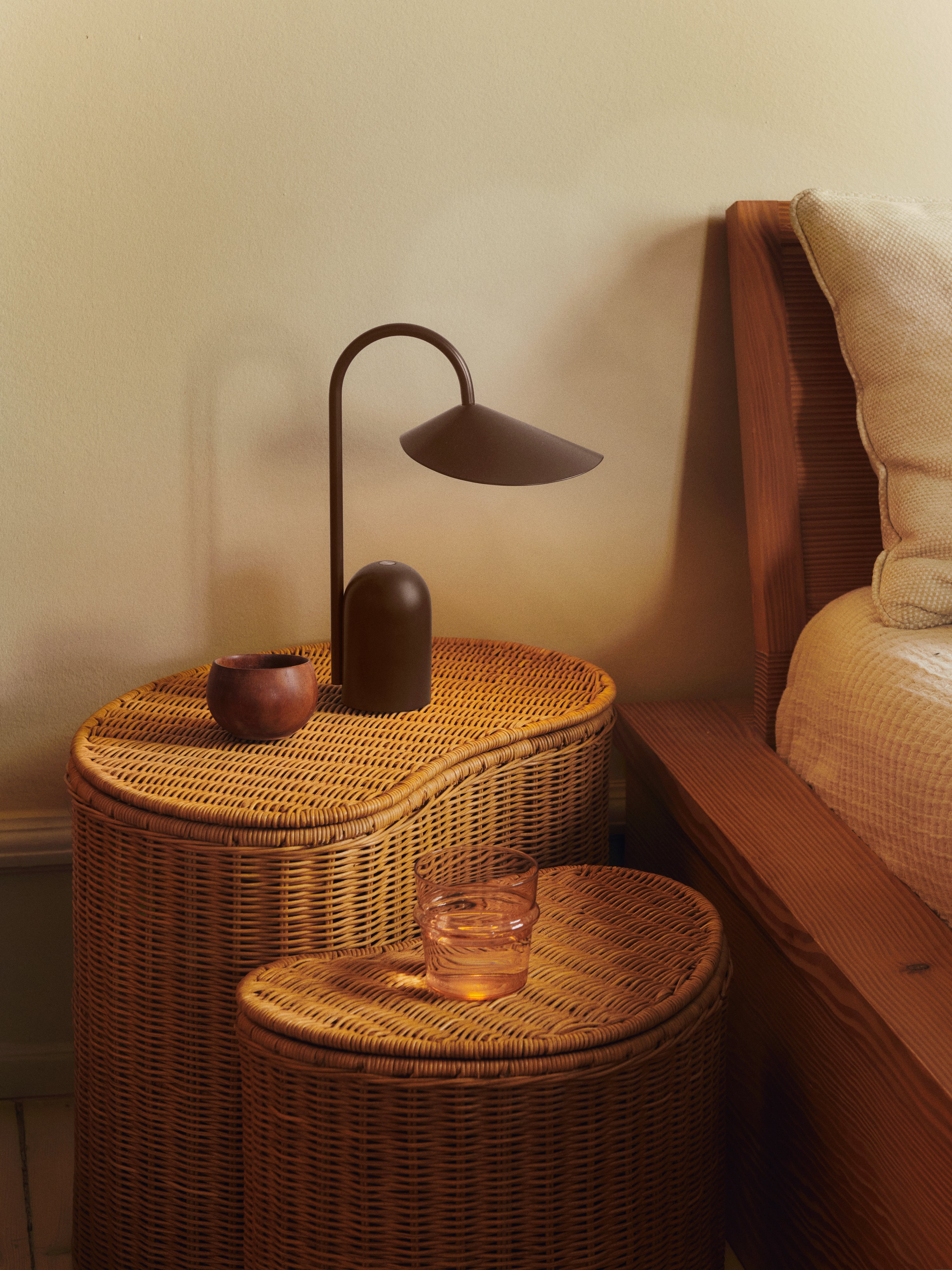 Draagbare lamp ARUM donkere chocolade