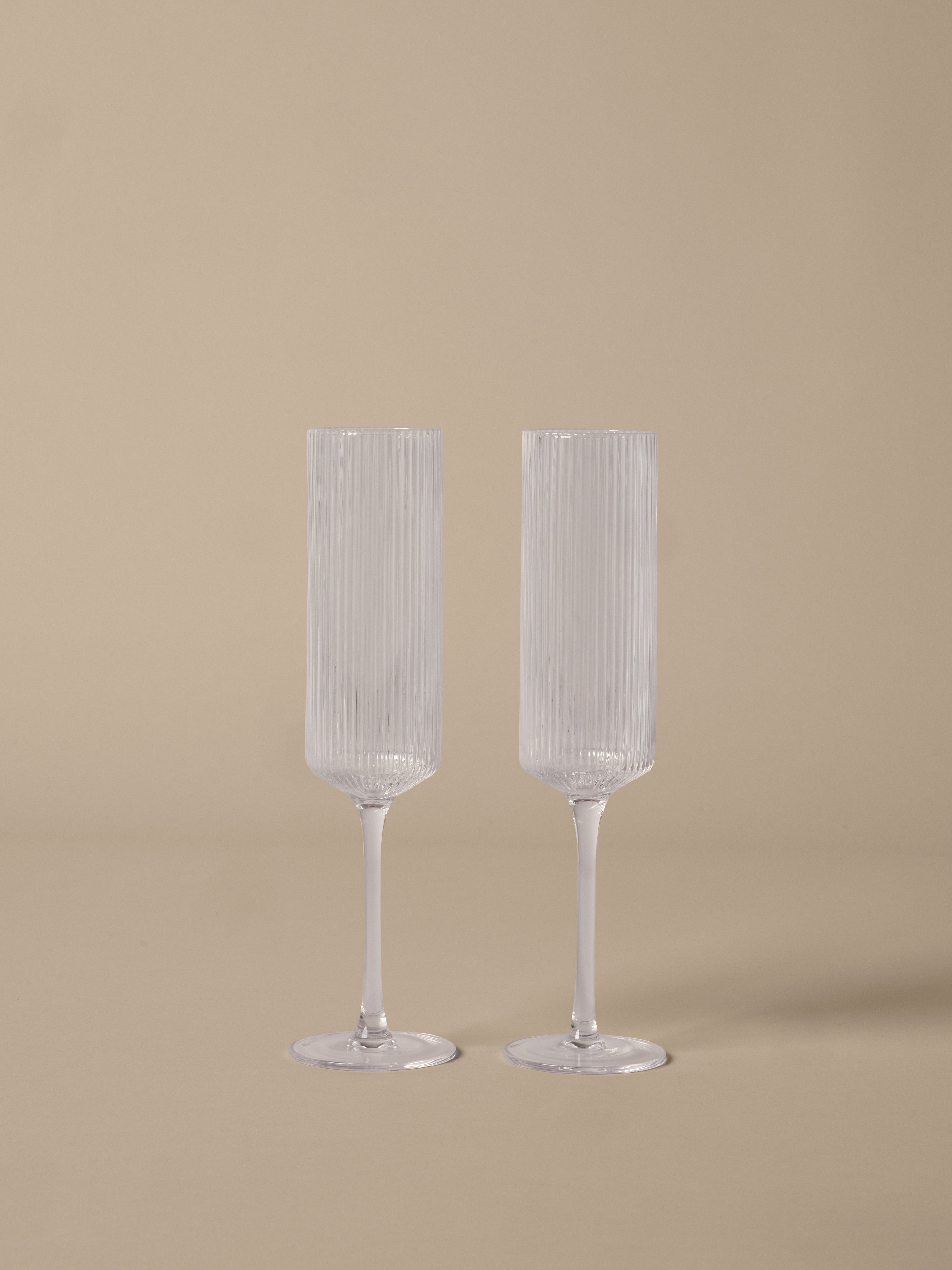 Set champagneglazen RIPPLE FLUTES van glas