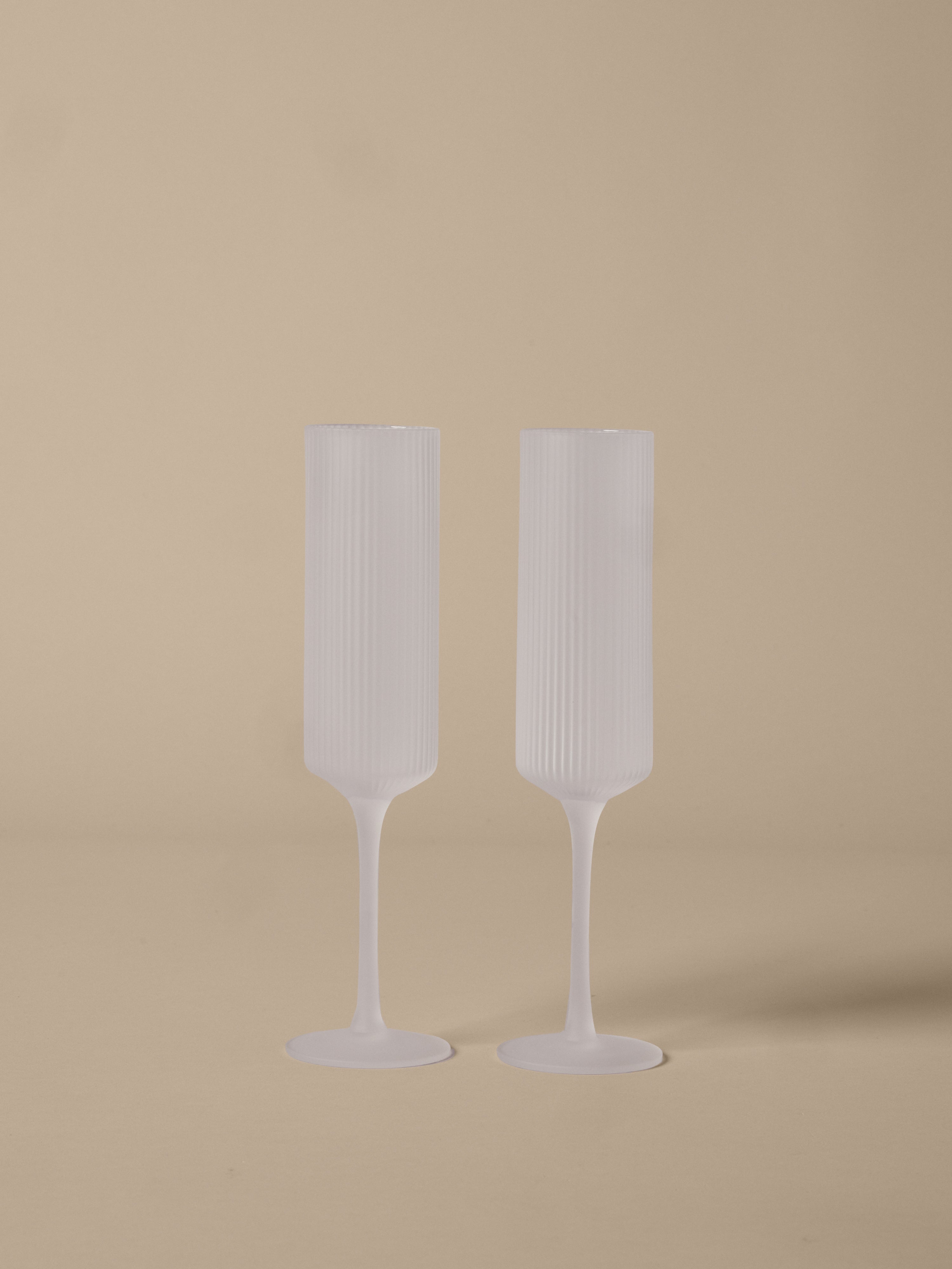 Ripple Flutes Champagne Glass Set White Glass
