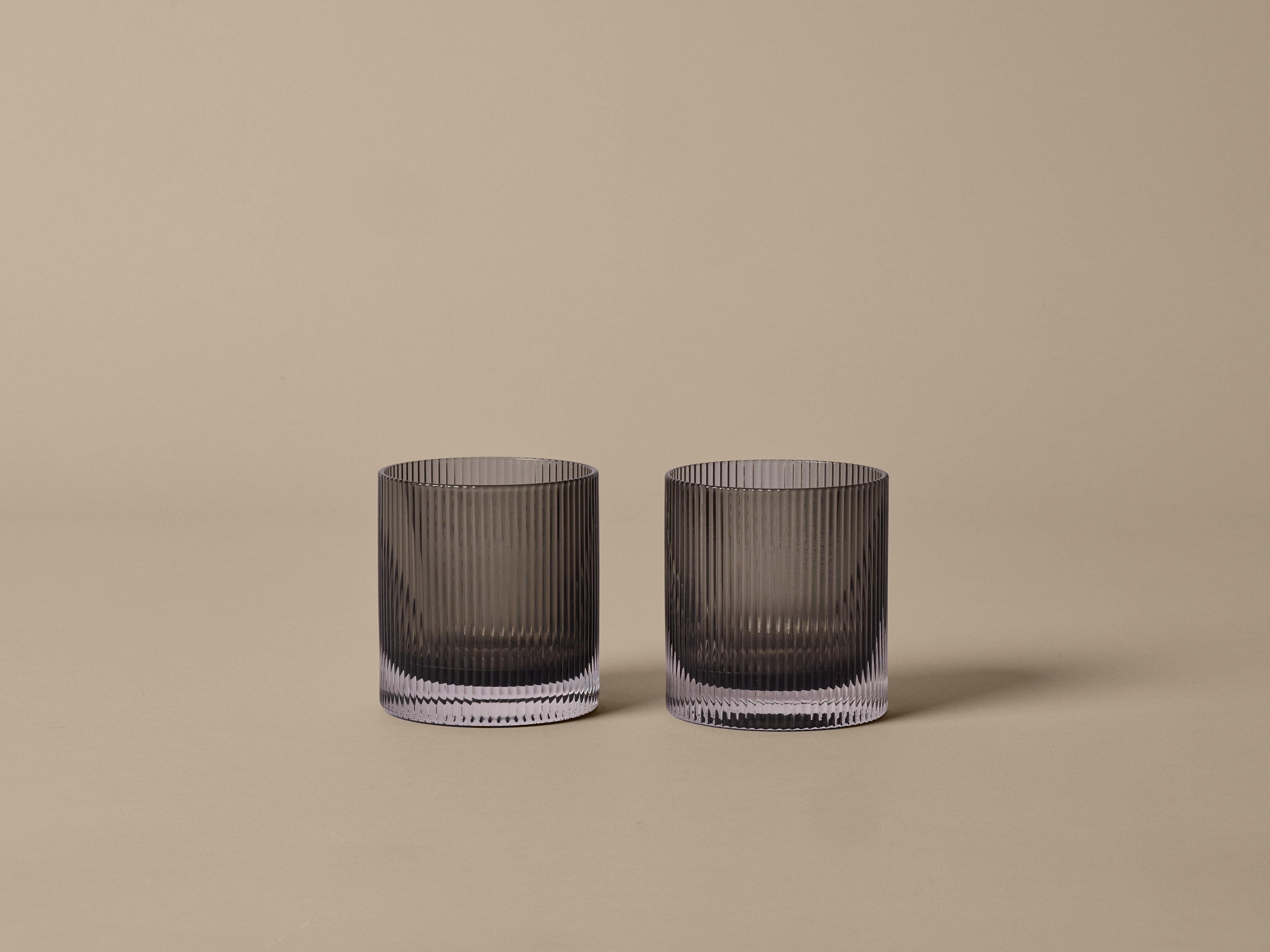 Set van glazen RIPPLE gerookt glas