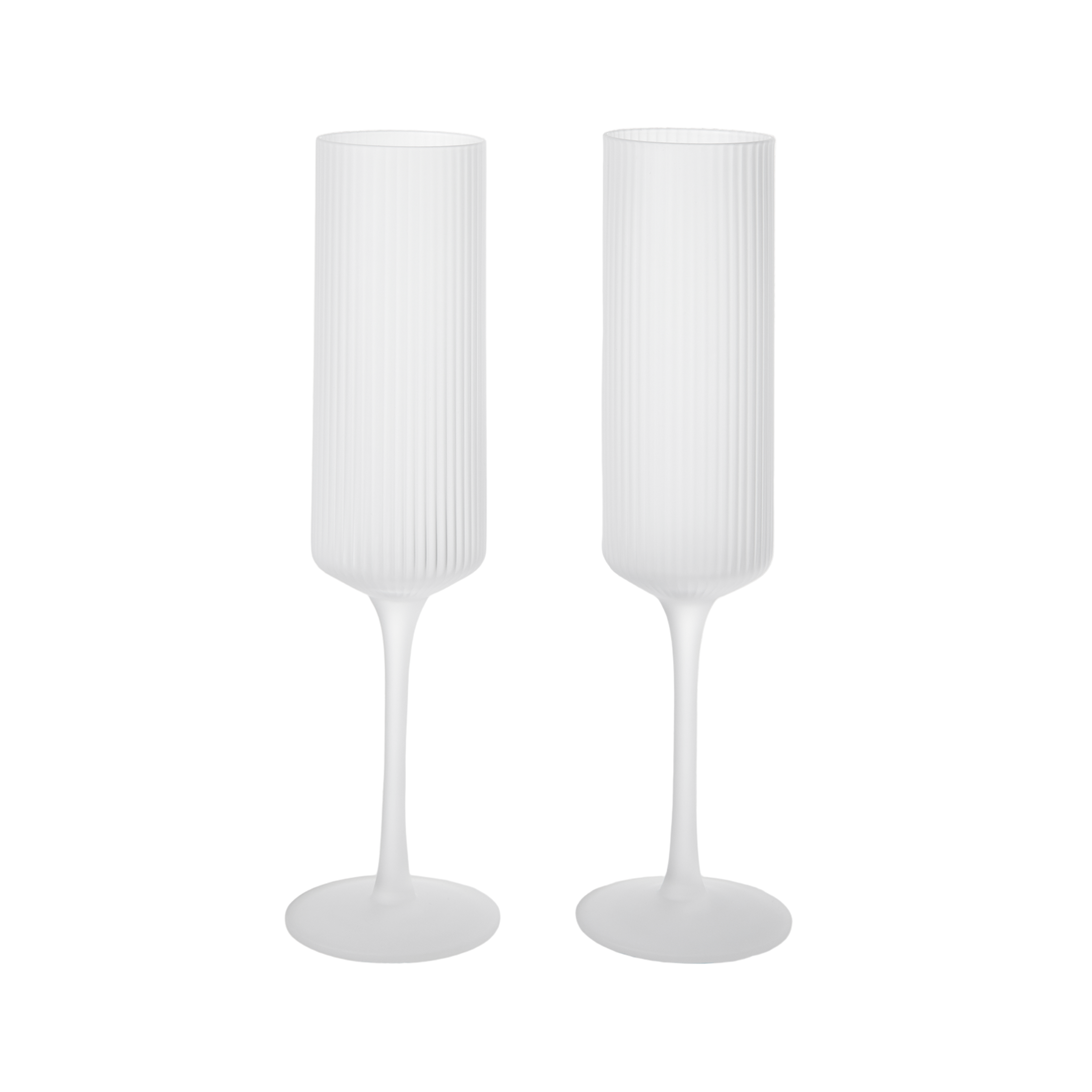 Ripple Flutes Champagne Glass Set White Glass