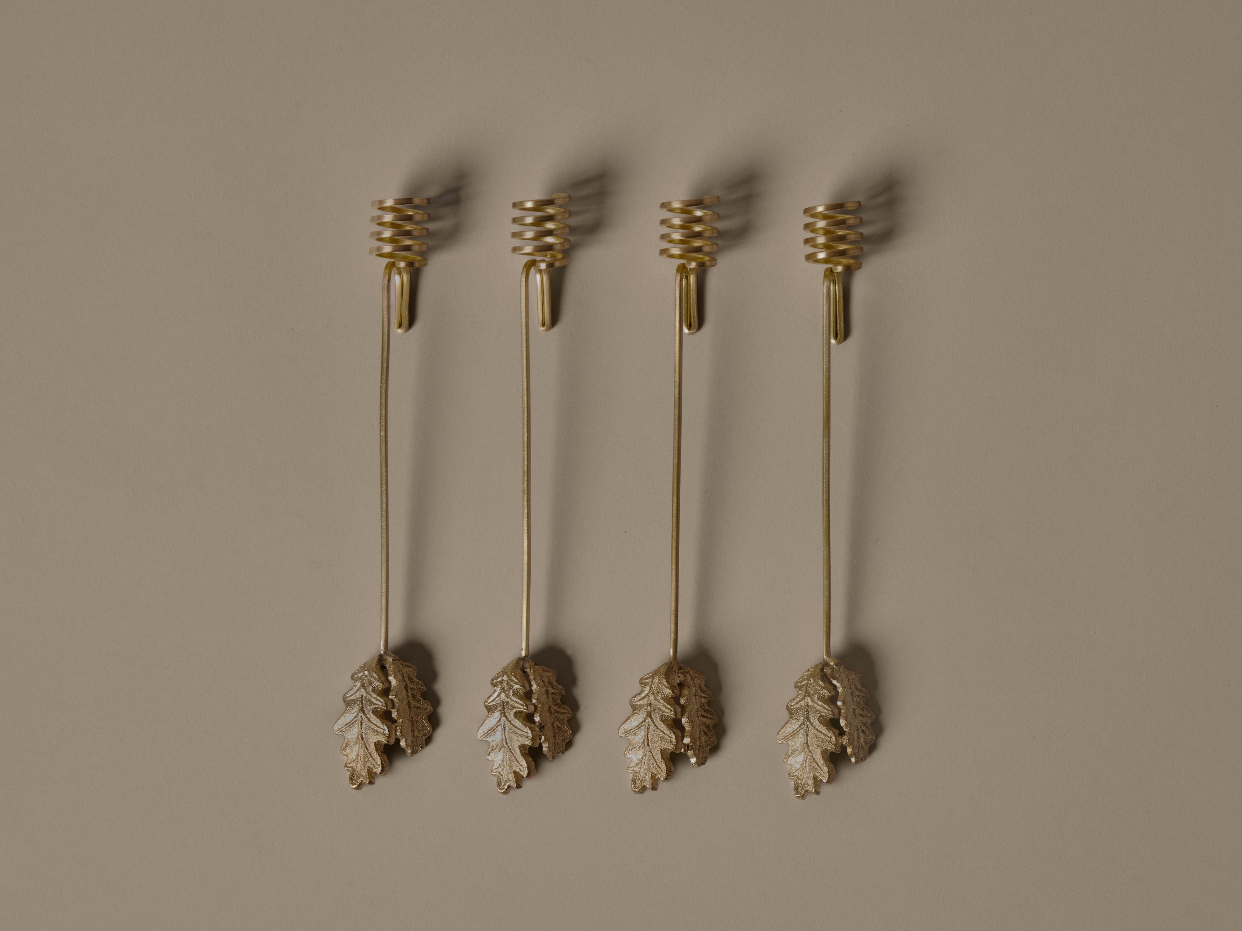 Set van kerstboomkaarsen OAK LEAF messing