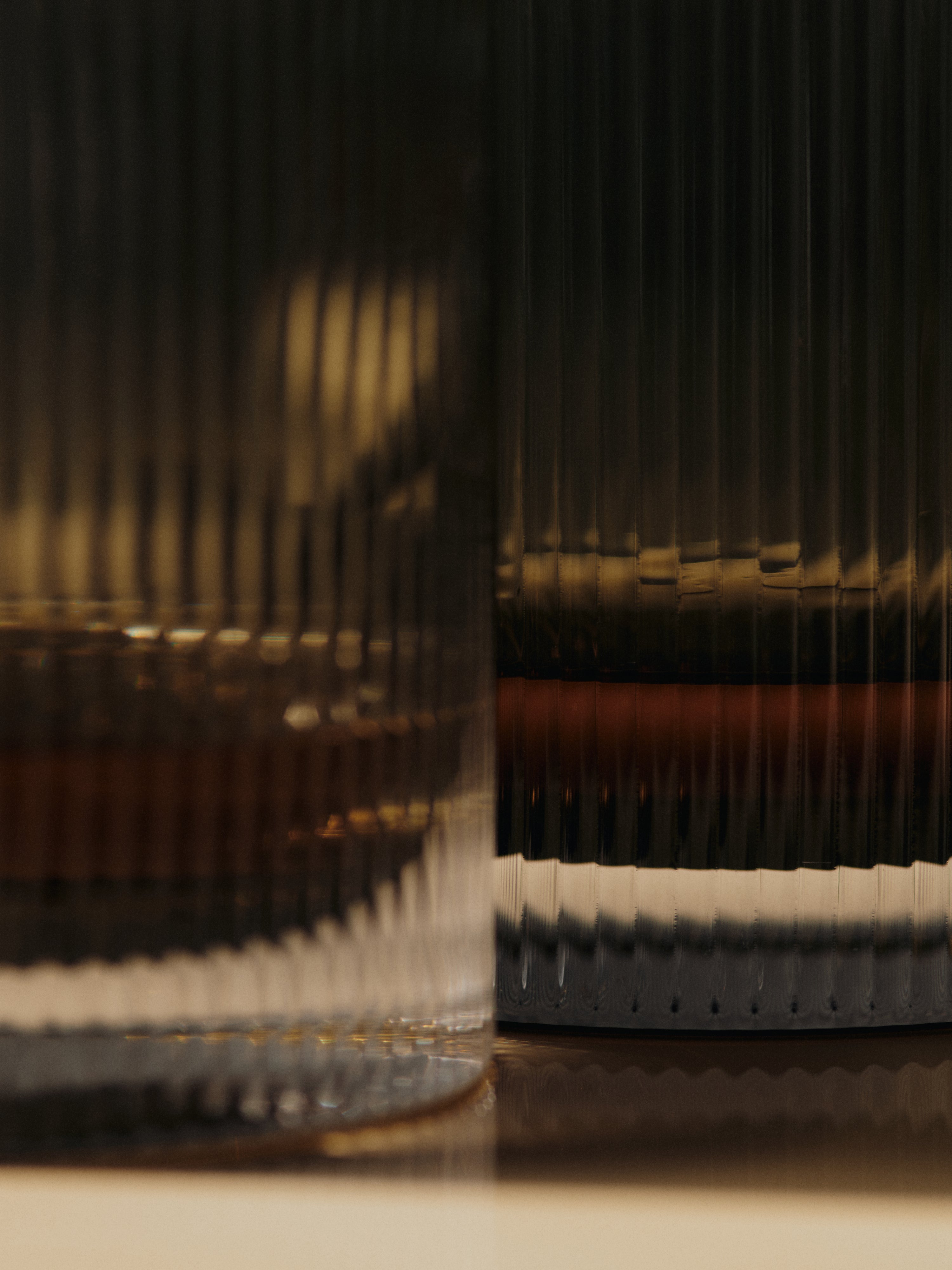 Set van glazen RIPPLE gerookt glas