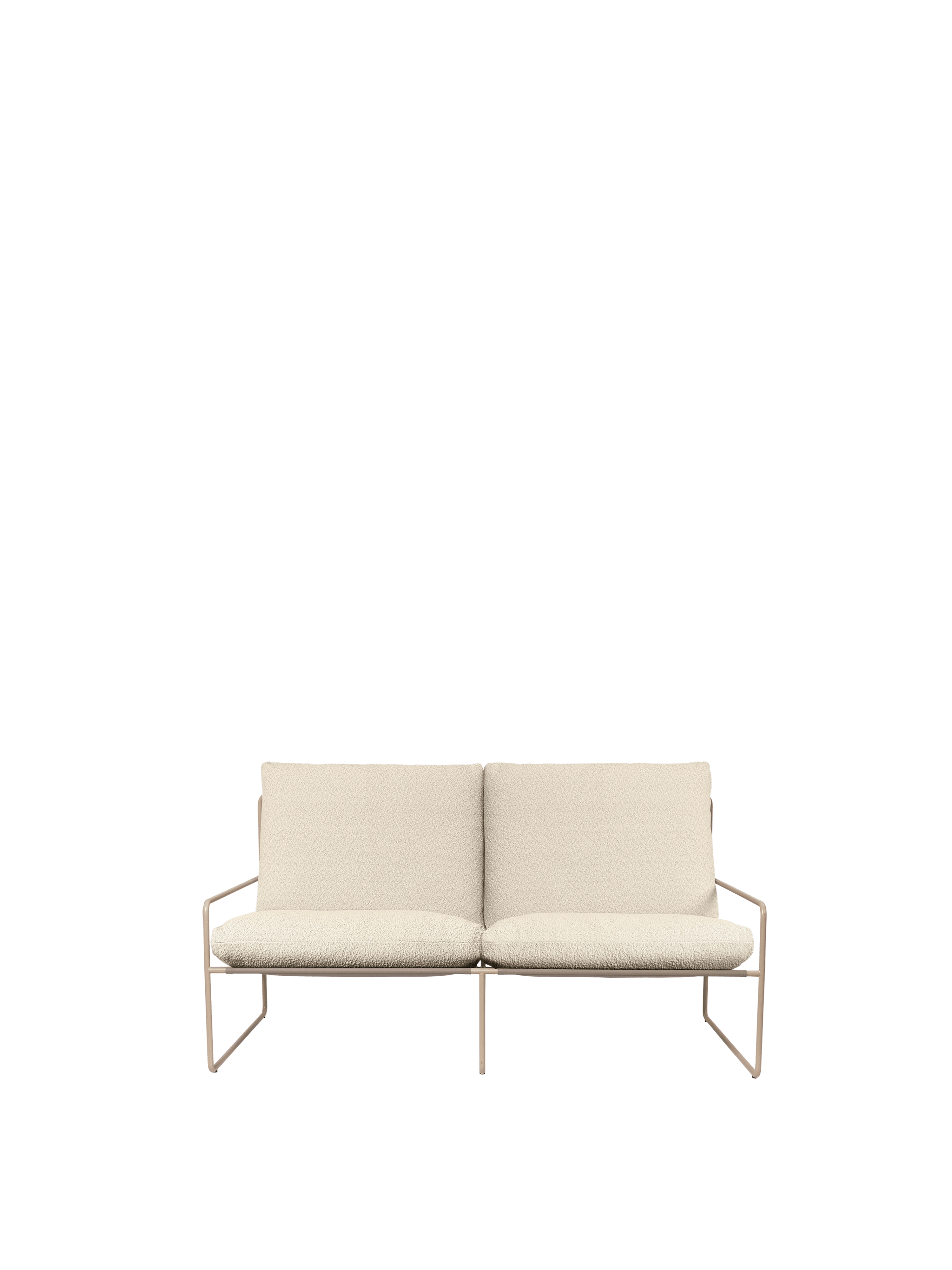 Tweedelige buitenbank DESERT gebroken wit boucle met beige basis