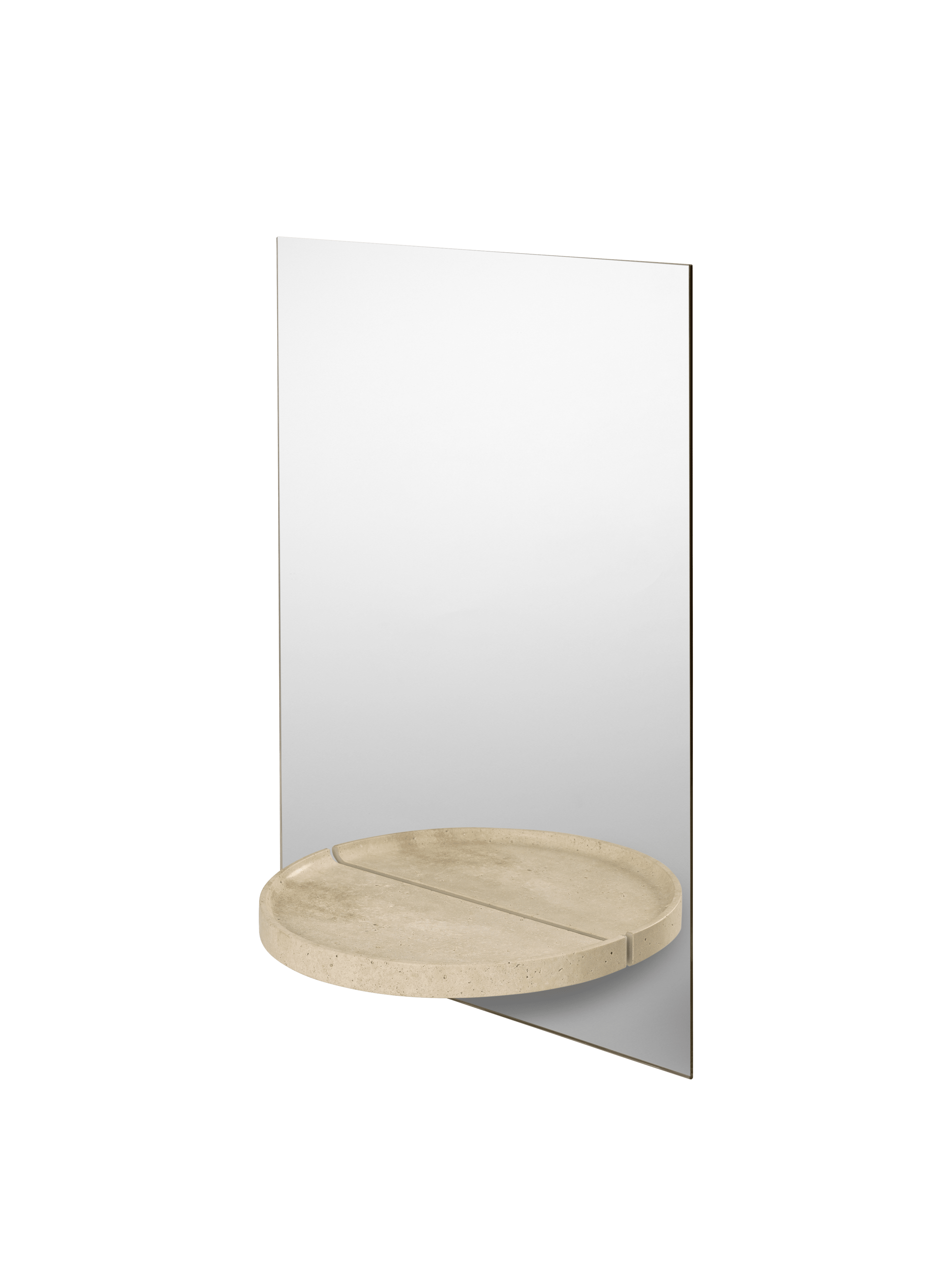 SYMMETRY mirror with shelf travertine