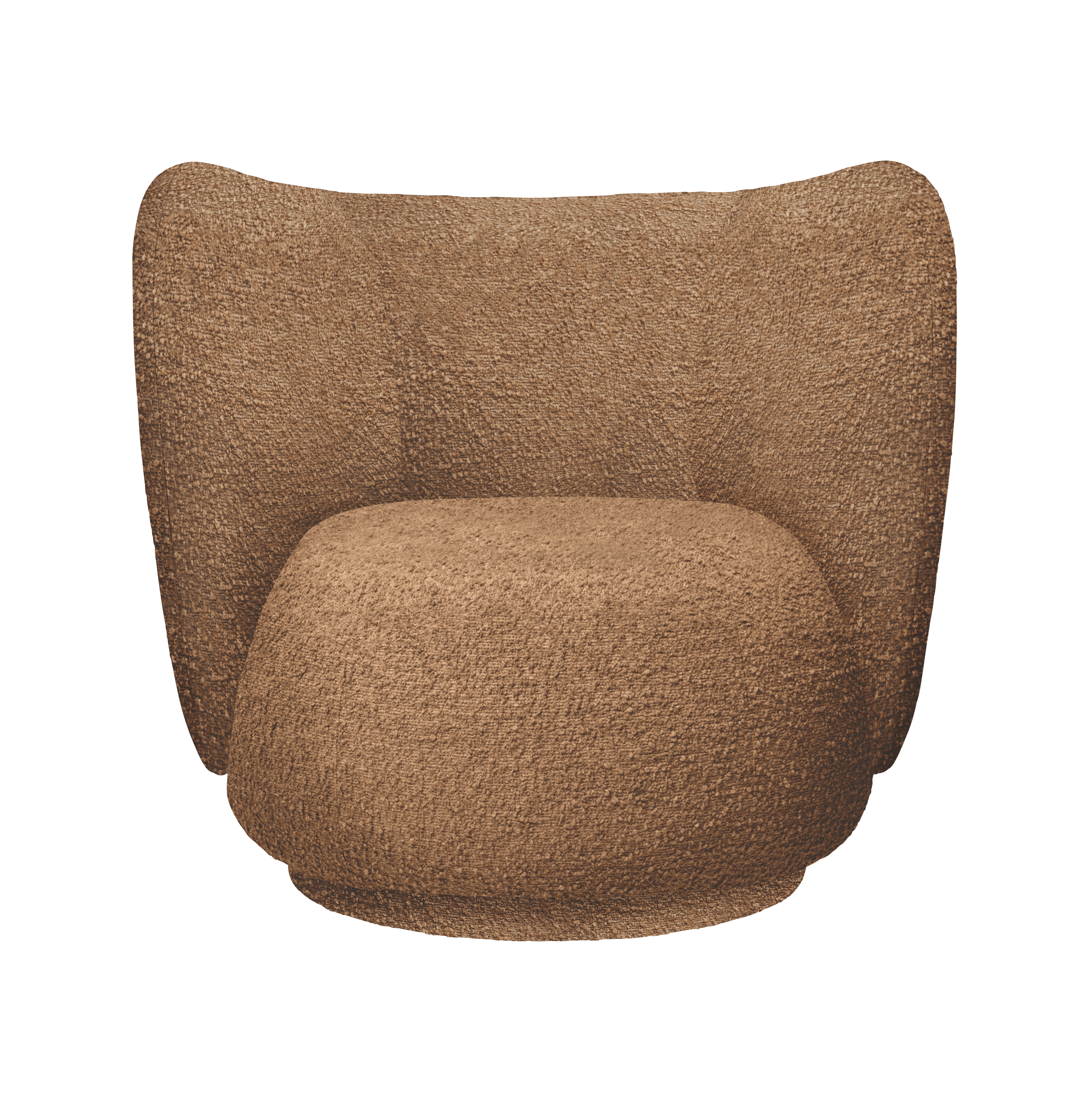 RICO LOUNGE Brown Boucle Swivel Armchair