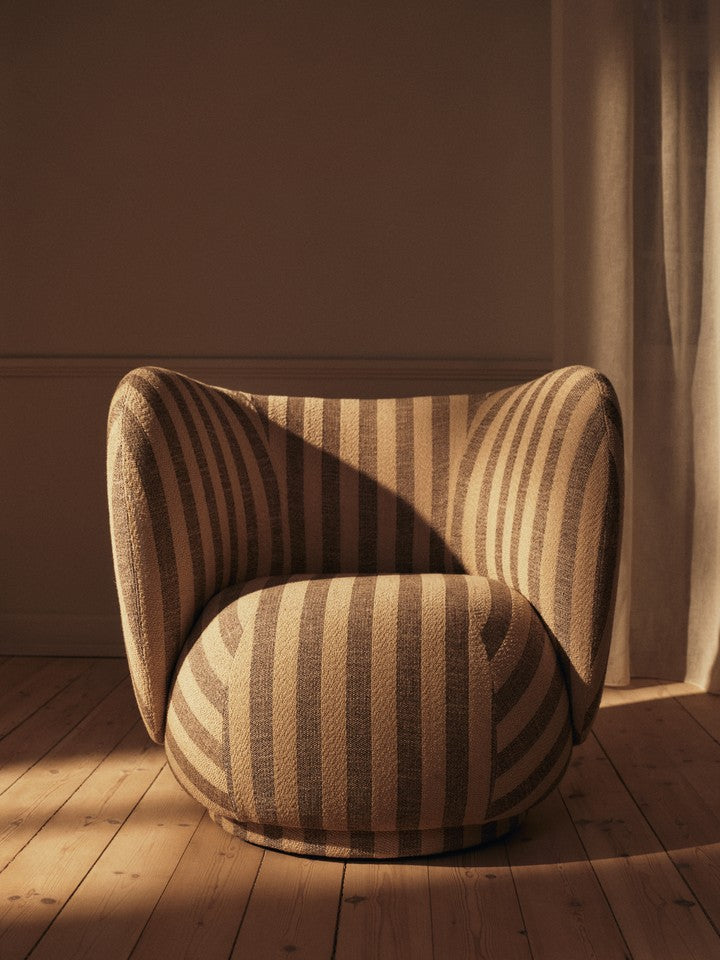 Fauteuil RICO LOUNGE Louisiana chocolade met zandkleur