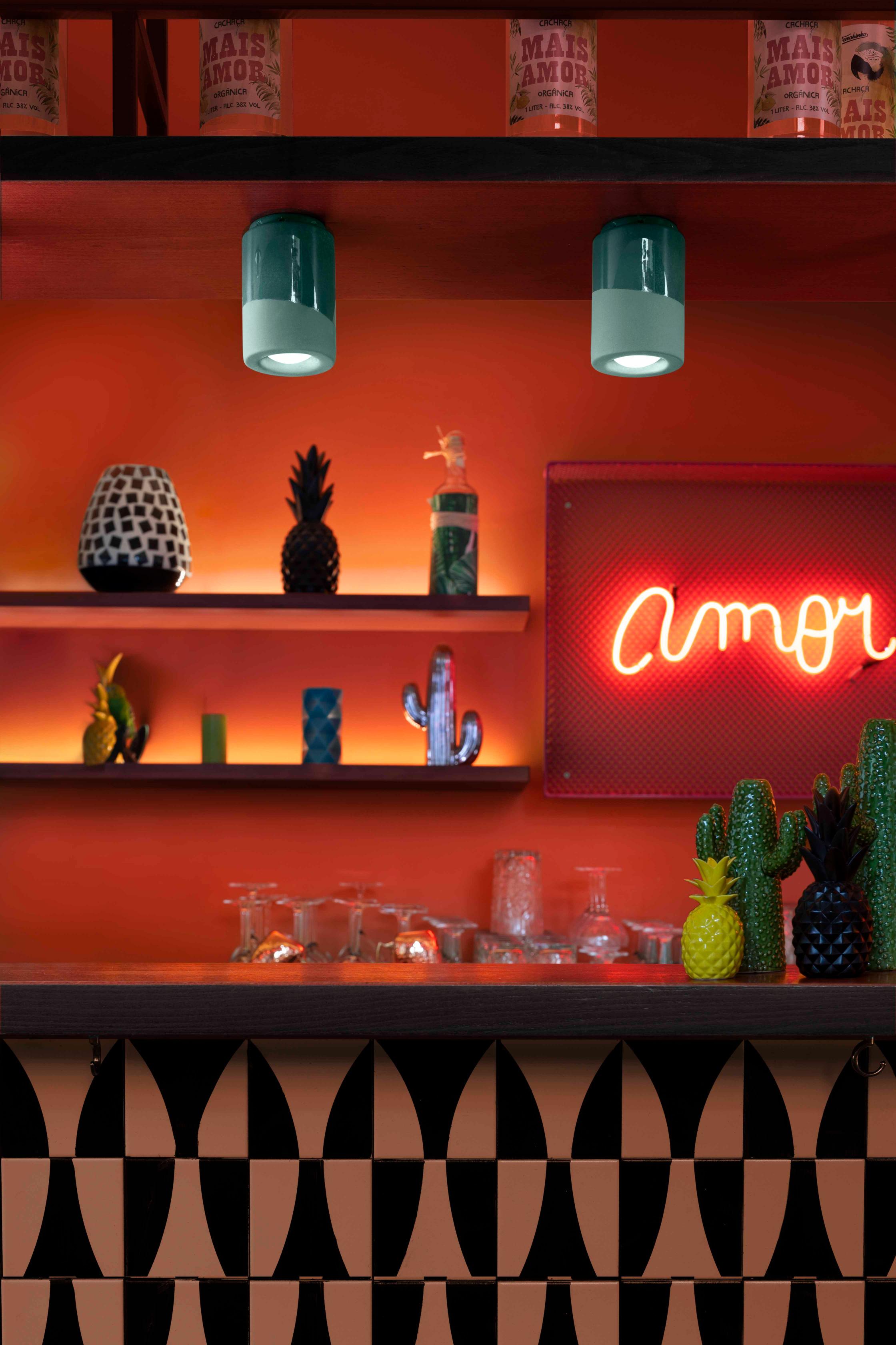 Keramische spotlamp PI blauwe bloemen