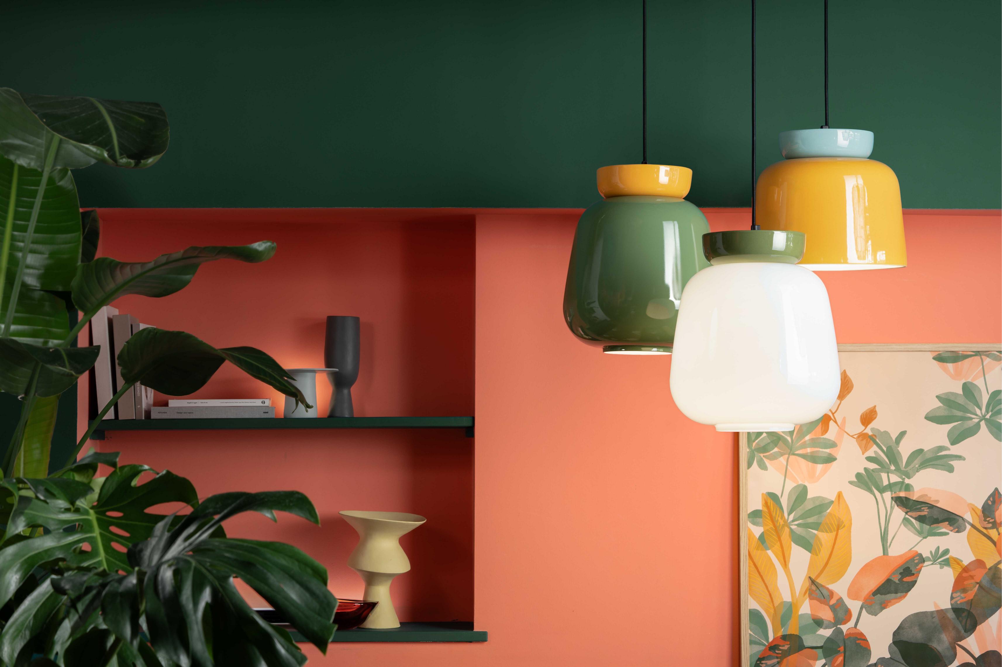 Hanglamp van keramiek CORCOVADO melkachtig met mokka