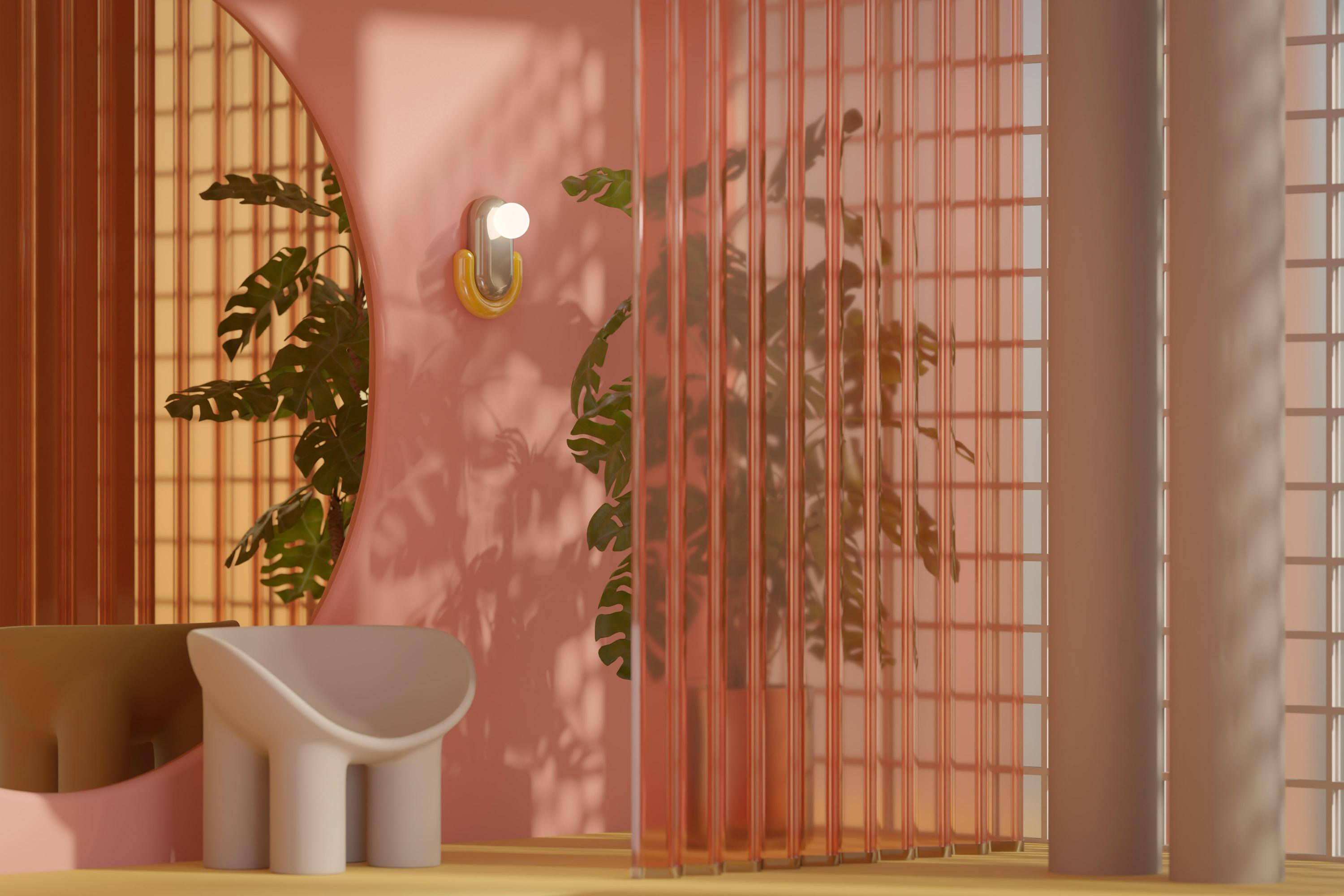 ECLAIR Keramik-Wandleuchte beige mit gelb