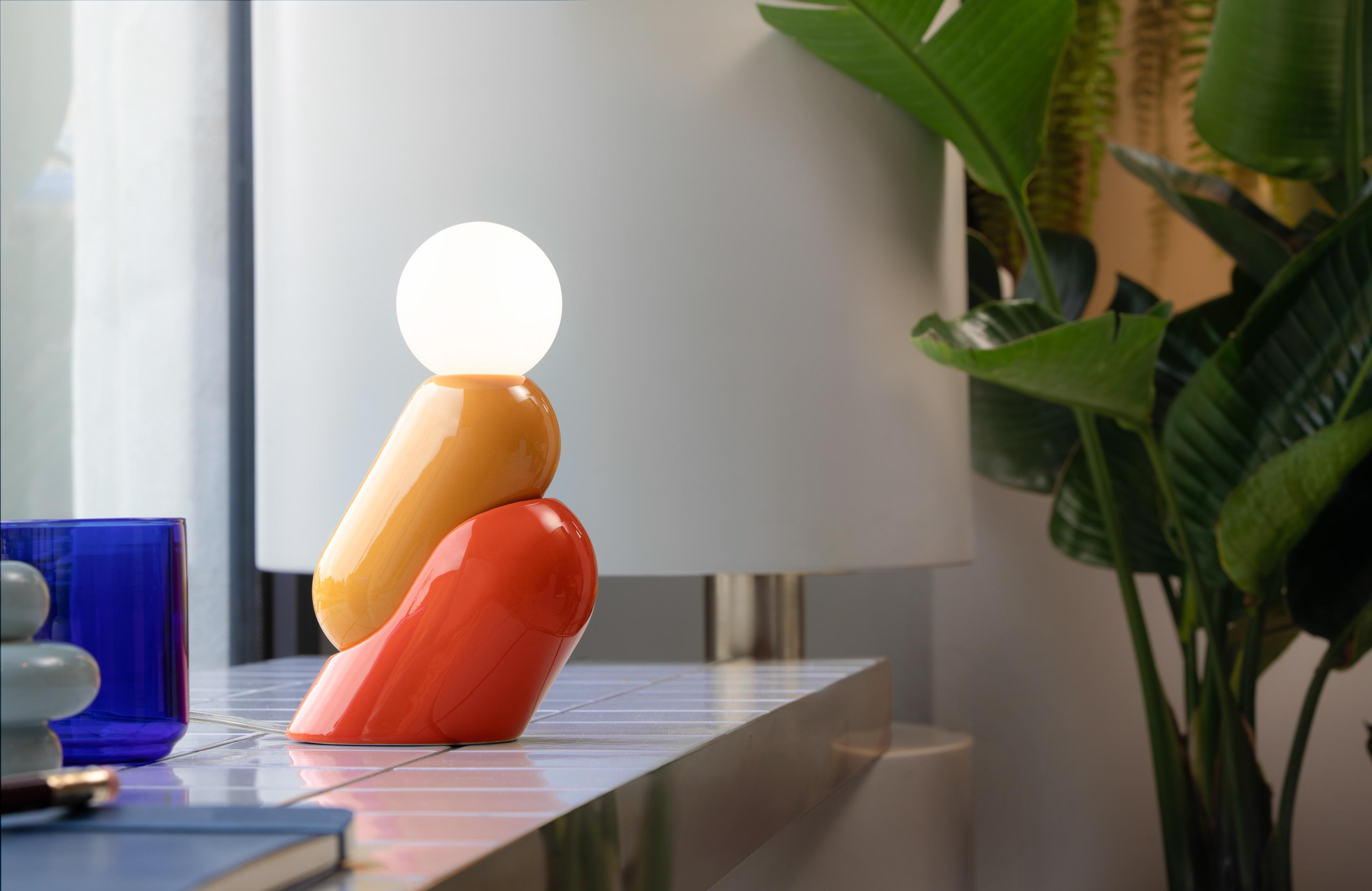 TATA ceramic table lamp yellow with orange