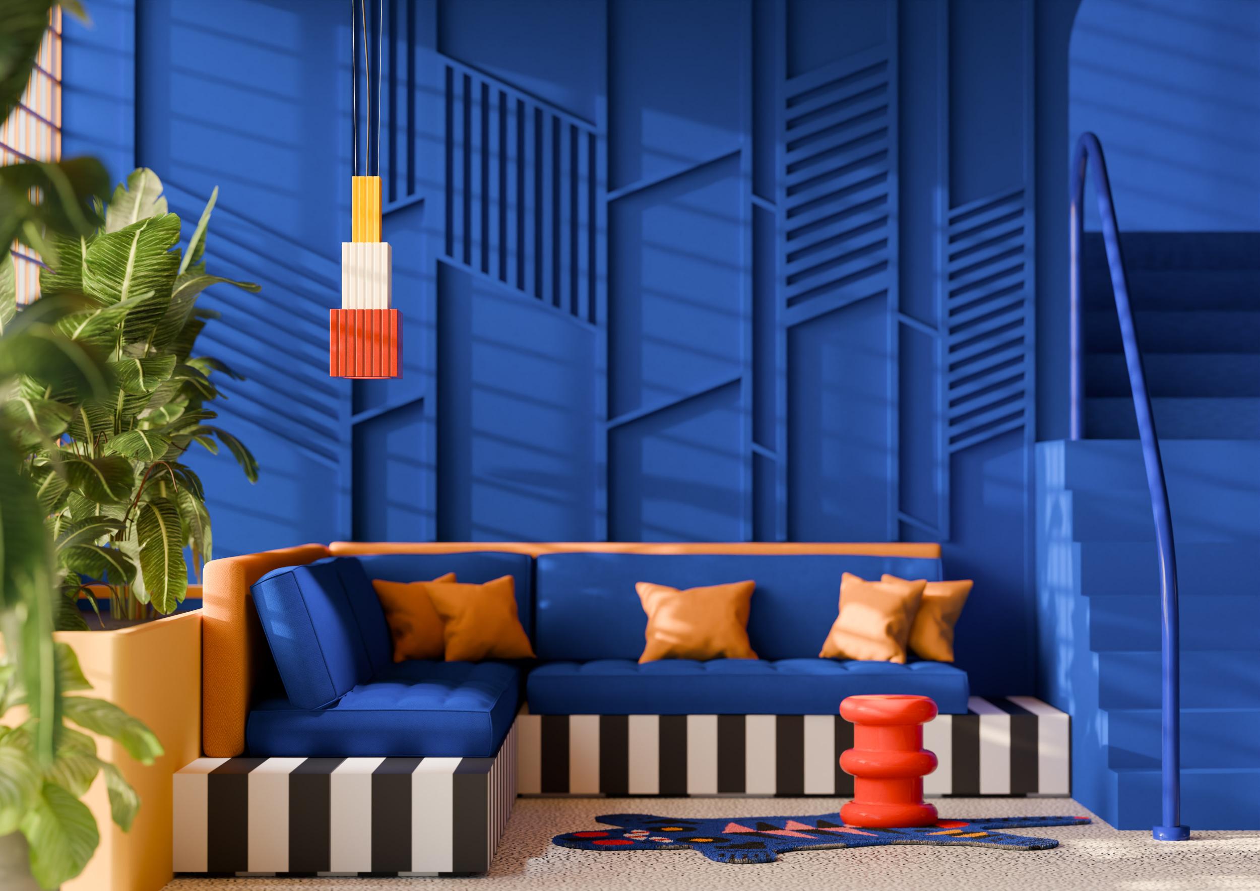 Hanglamp van keramiek METRA oranje met crème en geel