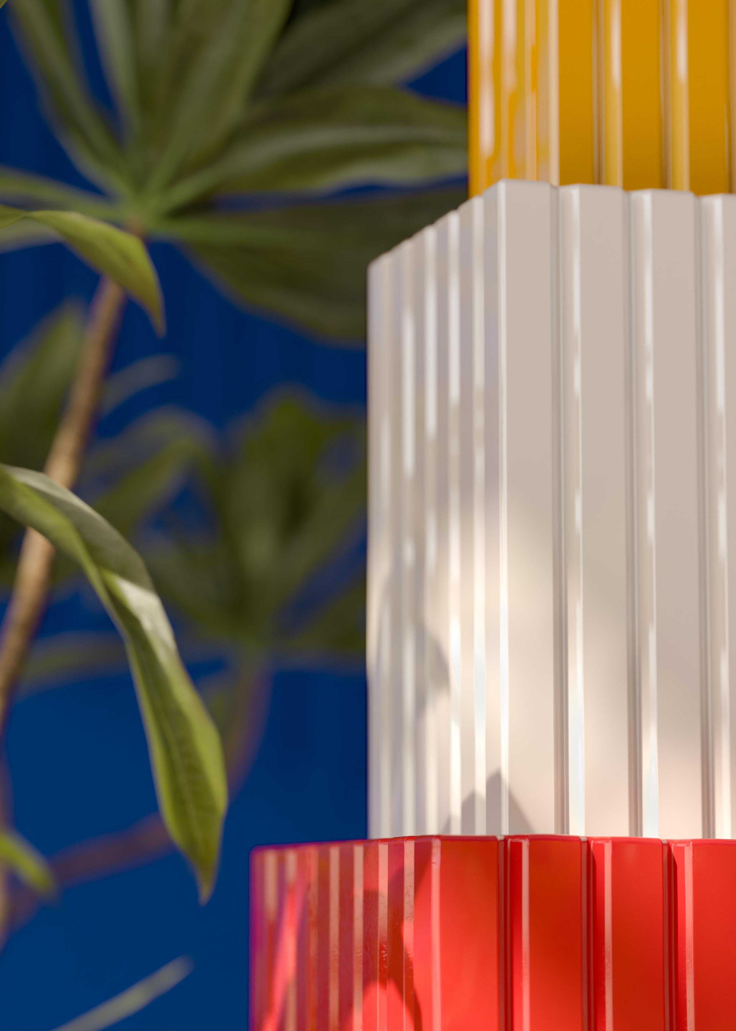 Hanglamp van keramiek METRA oranje met crème en geel