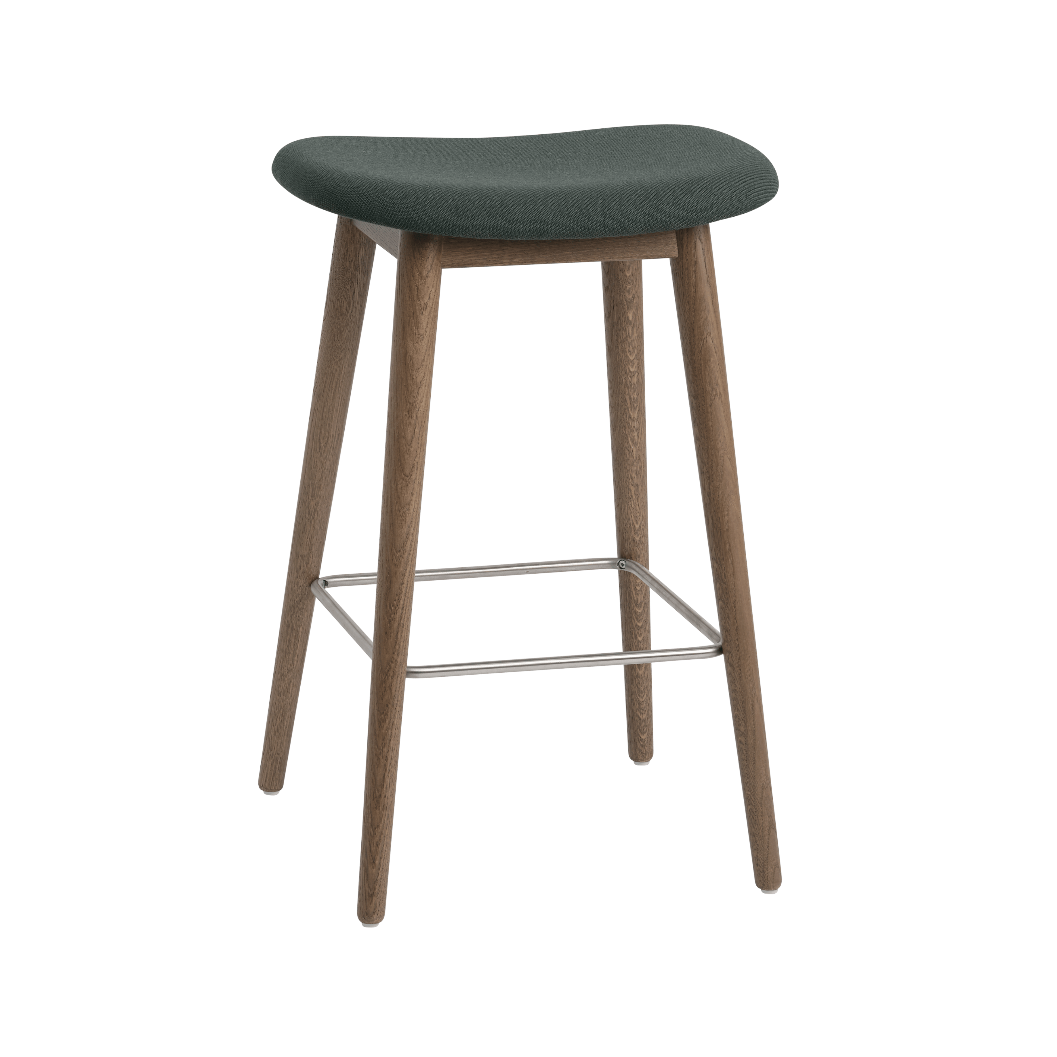 Customized FIBER Stool with Upholstered Seat and Wooden Base