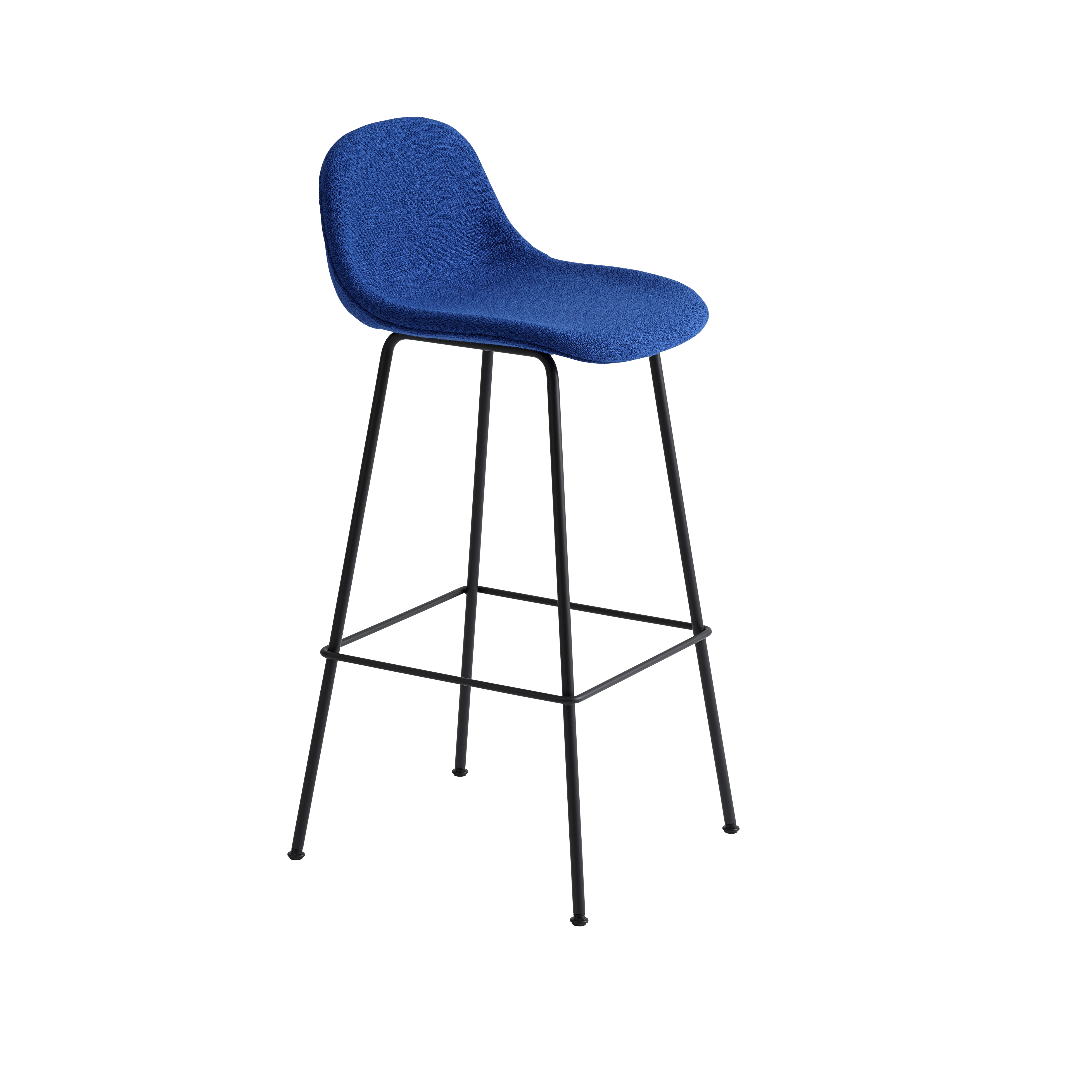 Personalized FIBER Bar Stool with Upholstered Seat and Steel Base